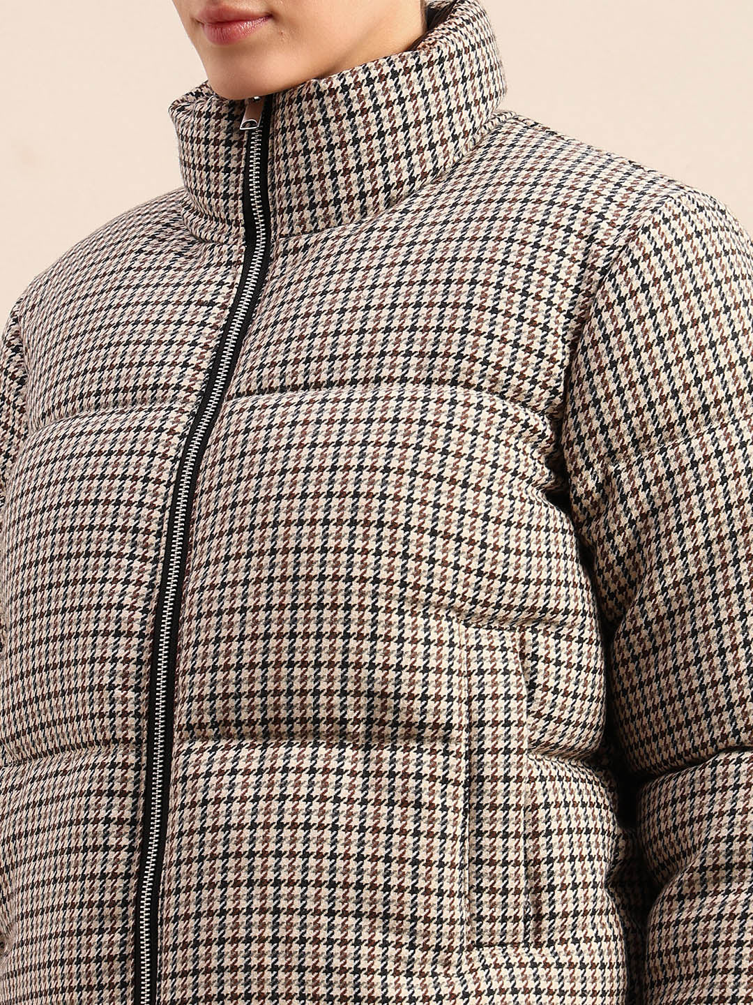 Brown houndstooth Puffer Jacket - Image 8
