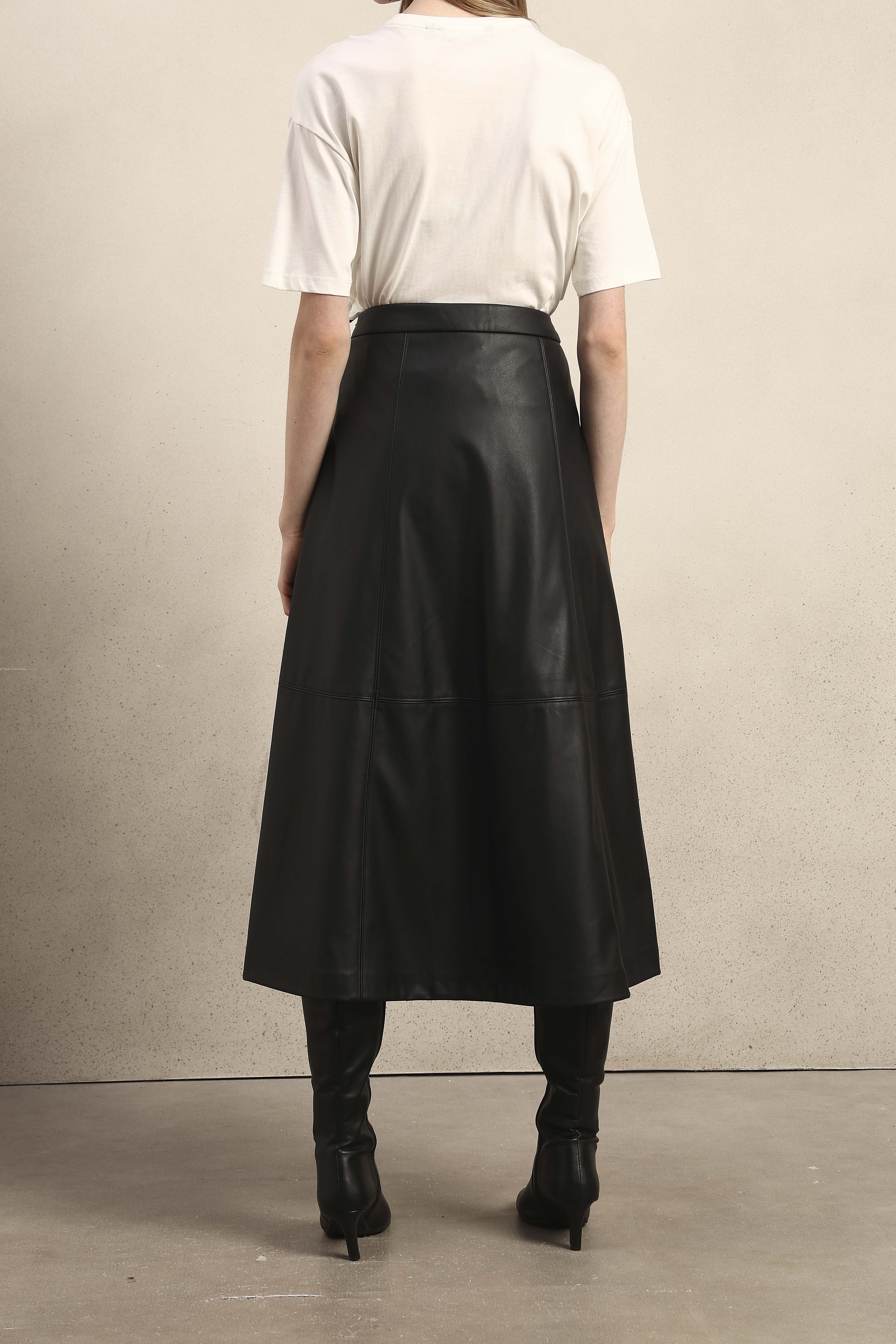 Faux Leather High Rise Skirt - Black - Image 10