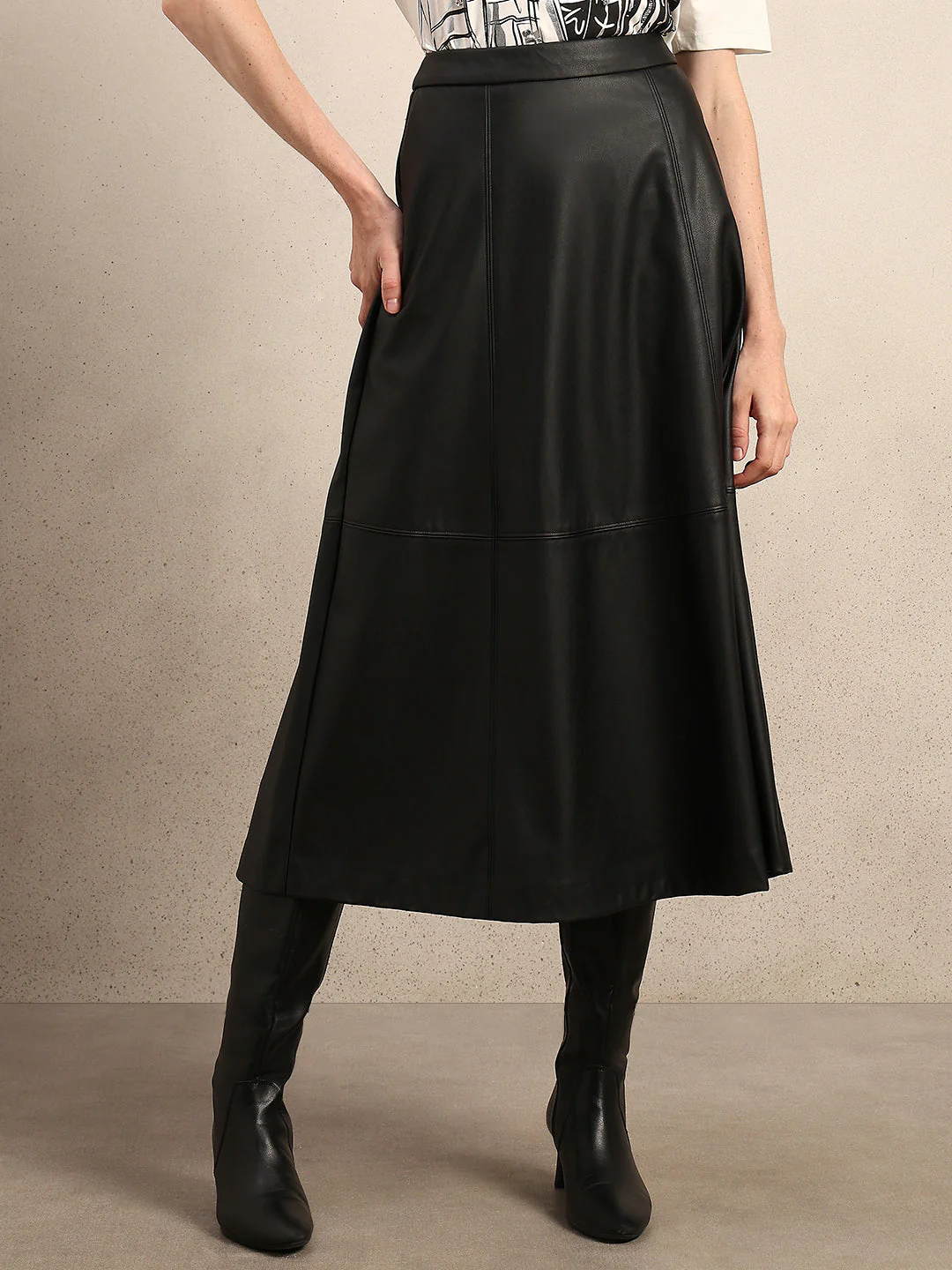 Faux Leather High Rise Skirt - Black - Image 2