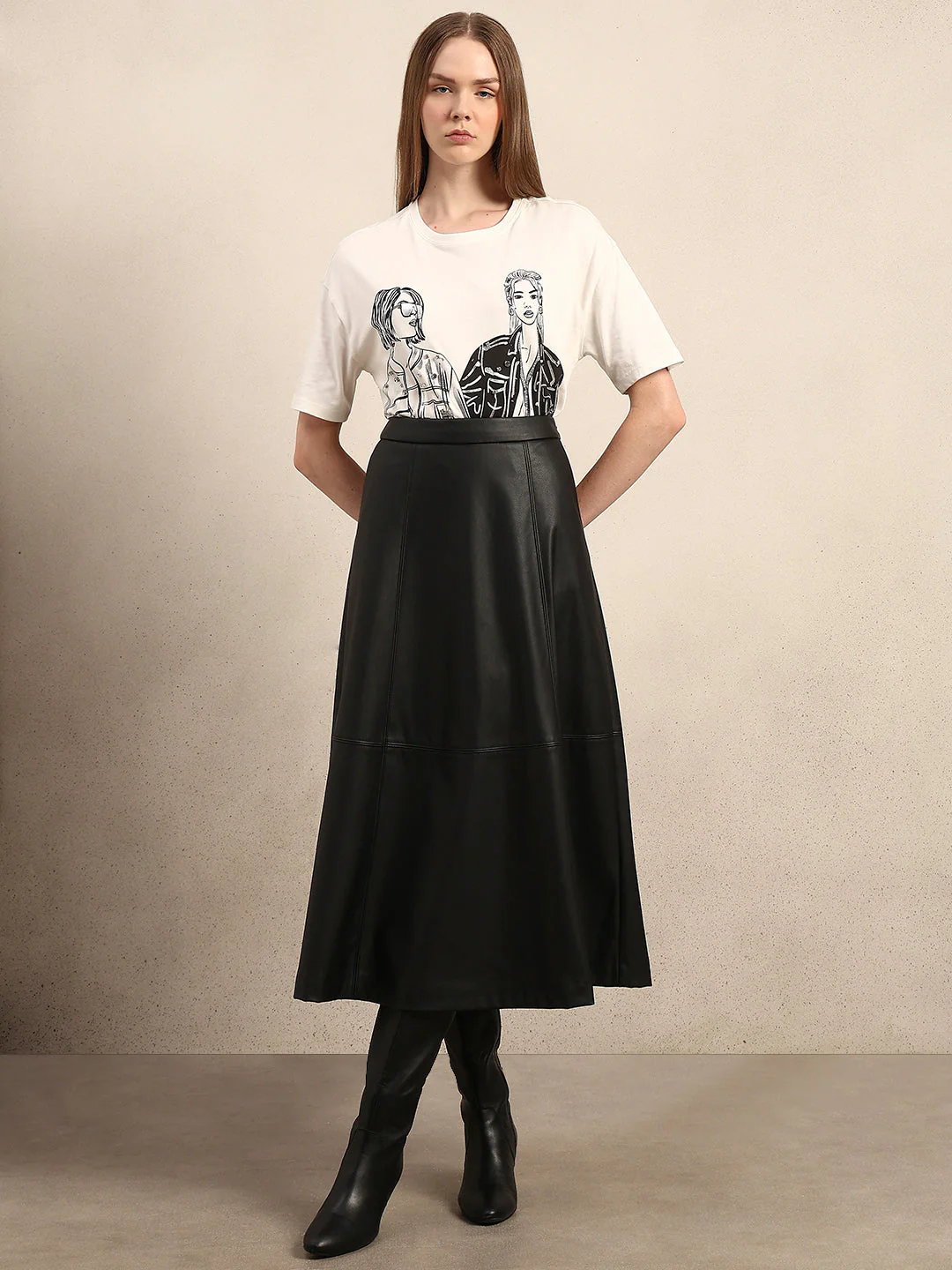 Faux Leather High Rise Skirt - Black - Image 5