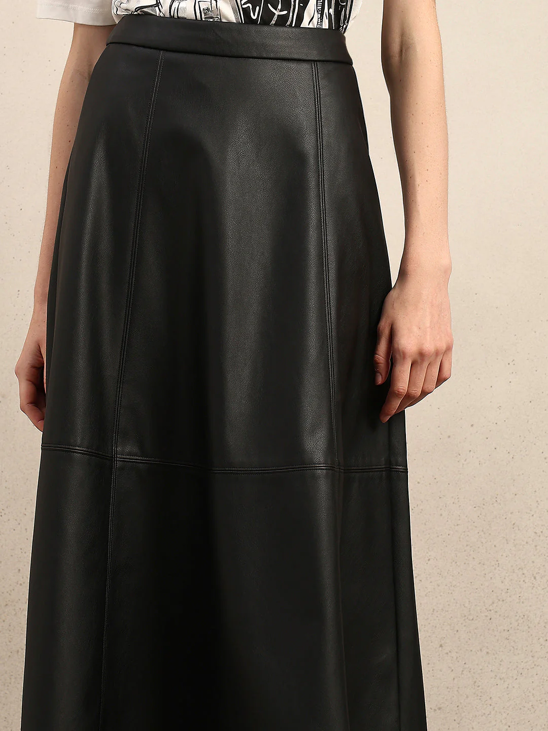 Faux Leather High Rise Skirt - Black - Image 6