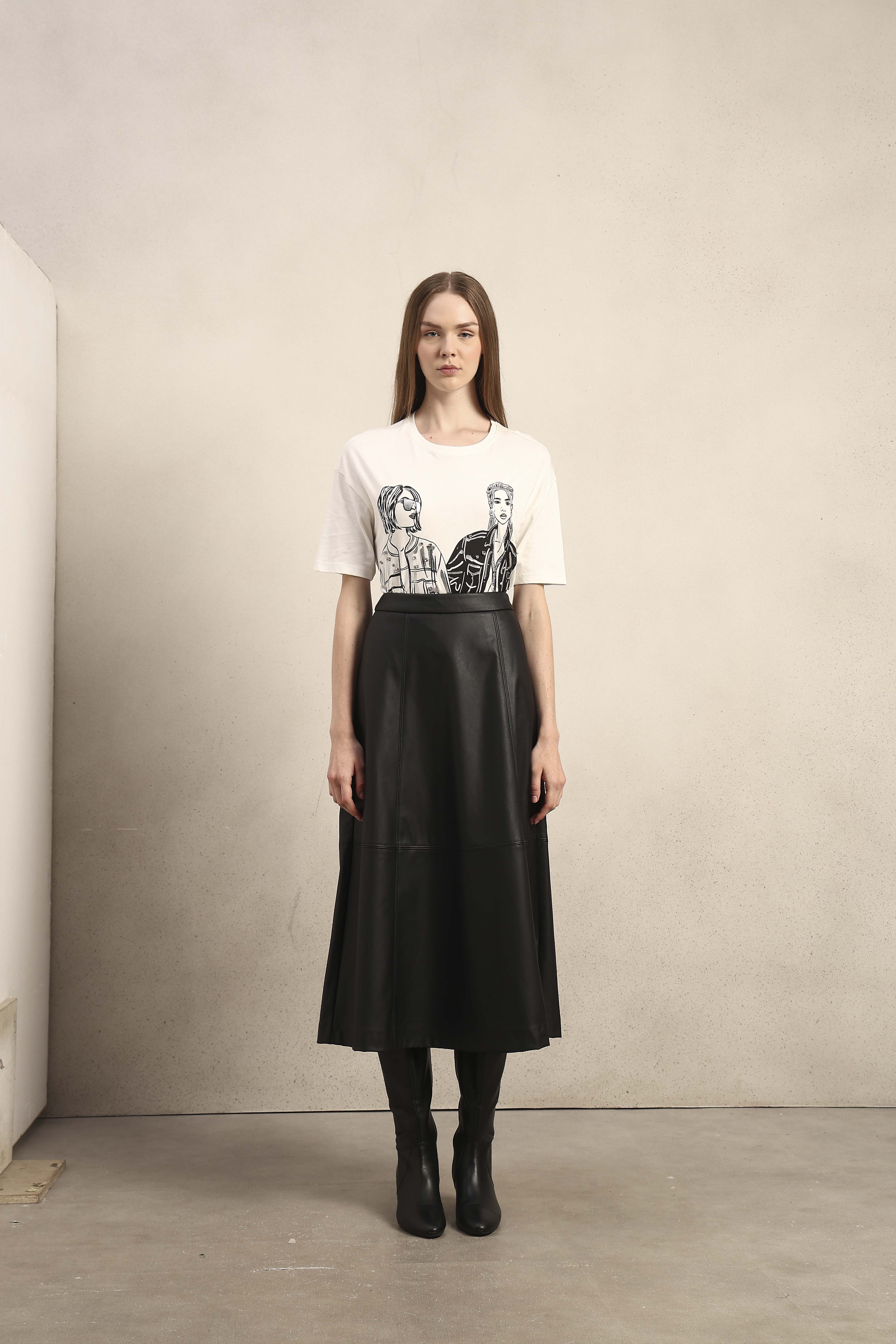 Faux Leather High Rise Skirt - Black - Image 9