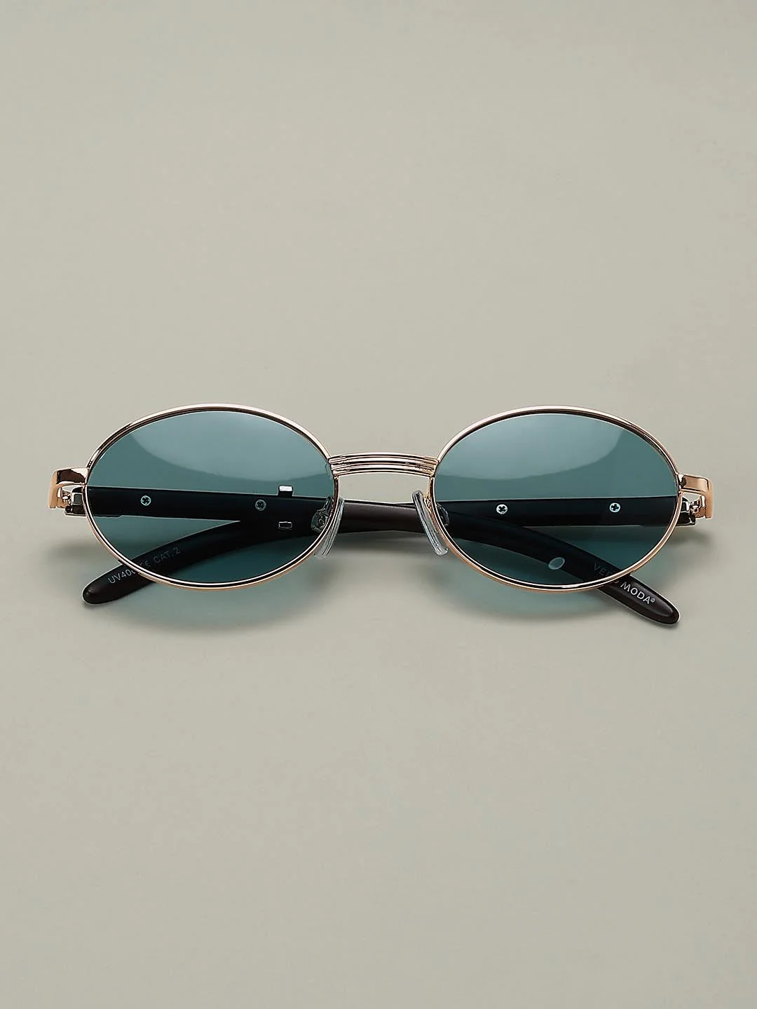 Blue Metal Frame Oval Sunglasses - Image 2