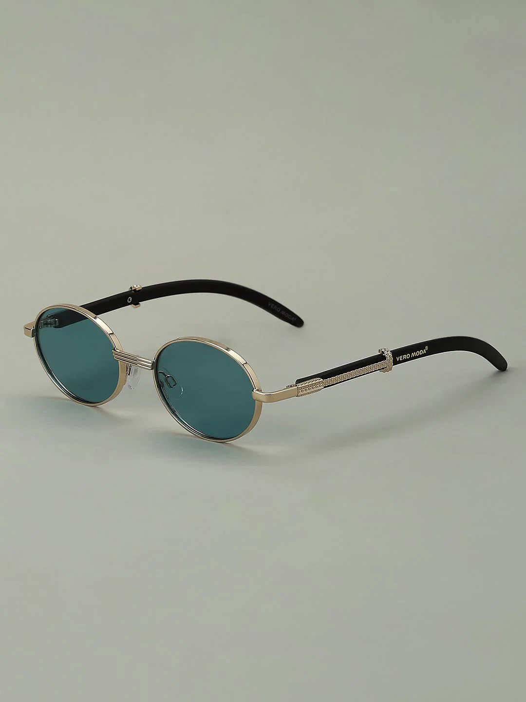 Blue Metal Frame Oval Sunglasses - Image 3