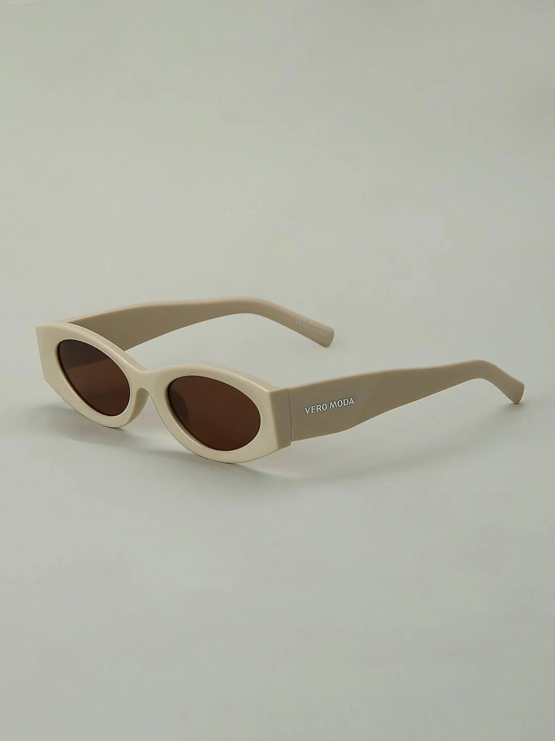 Cream Oval Framed Sunglasses - Image 3