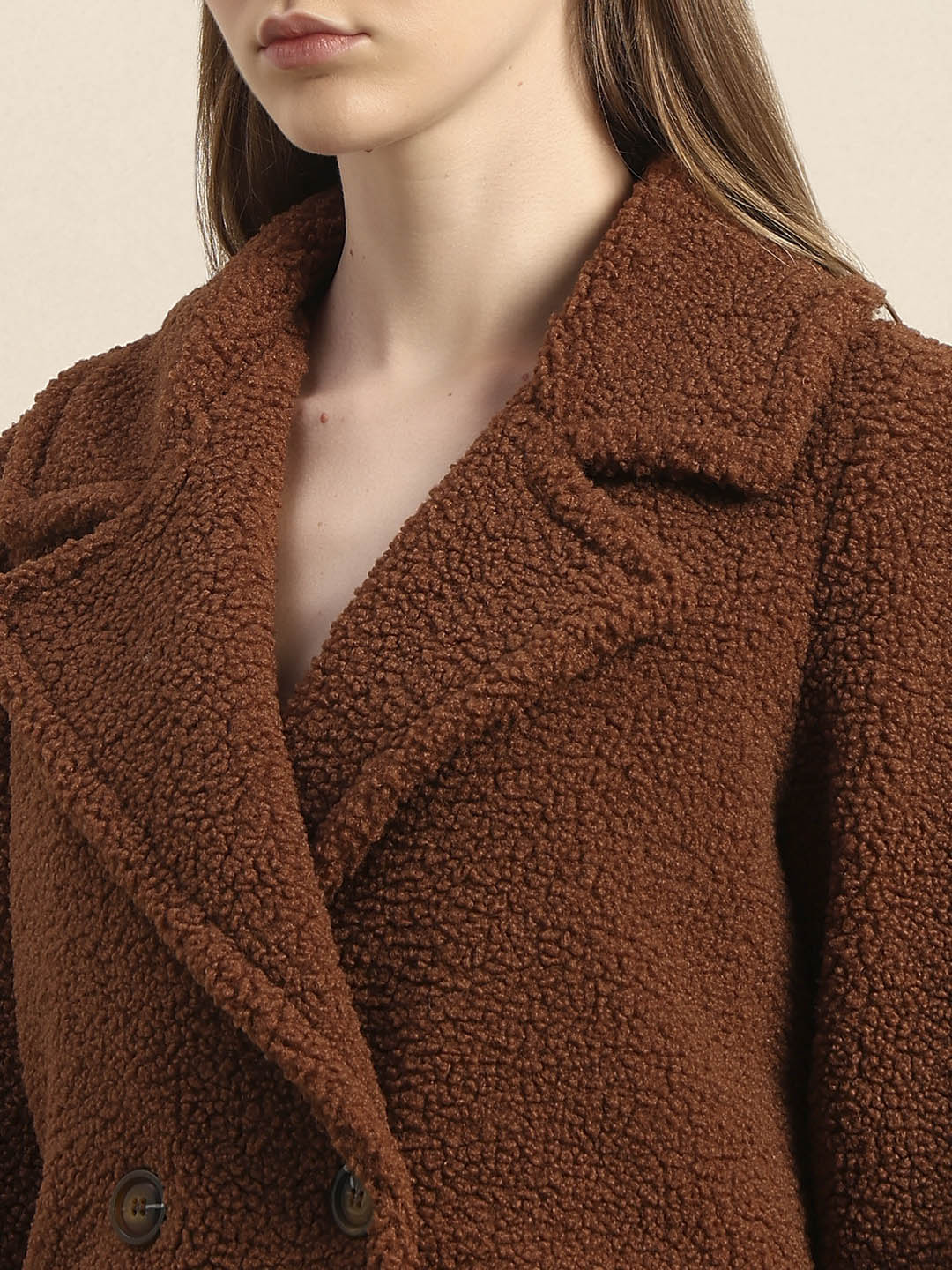 Brown Bouclé Double-Breasted Coat - Image 6