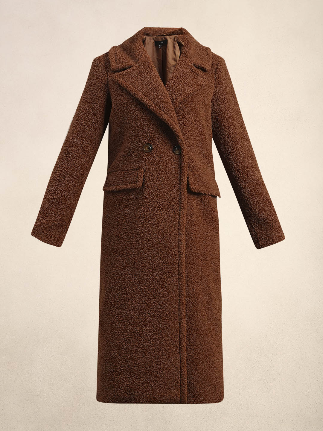 Brown Bouclé Double-Breasted Coat - Image 7