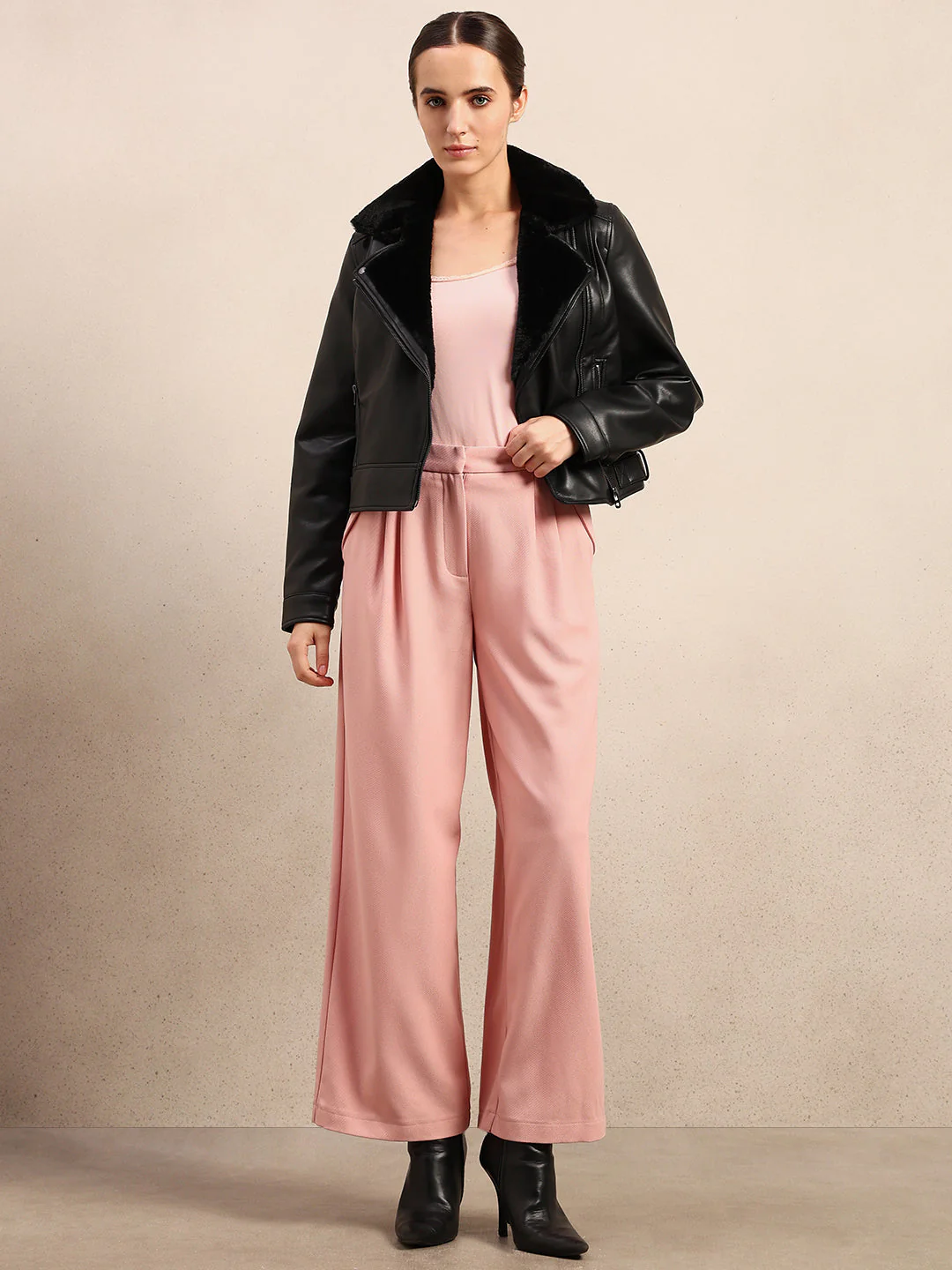 Black Coated Biker Jacket - Image 5