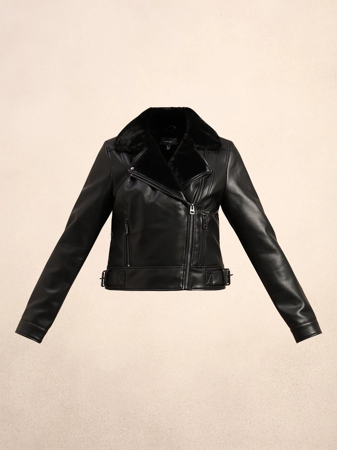 Black Coated Biker Jacket - Image 7