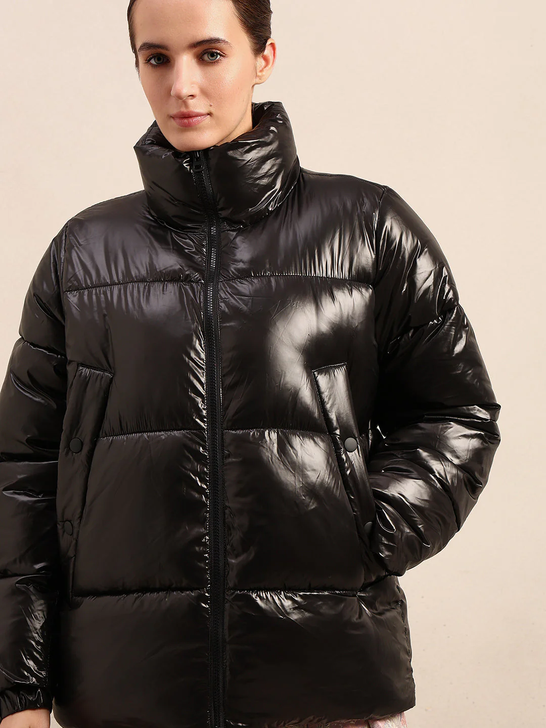 Black Short Puffer Jacket - Image 6