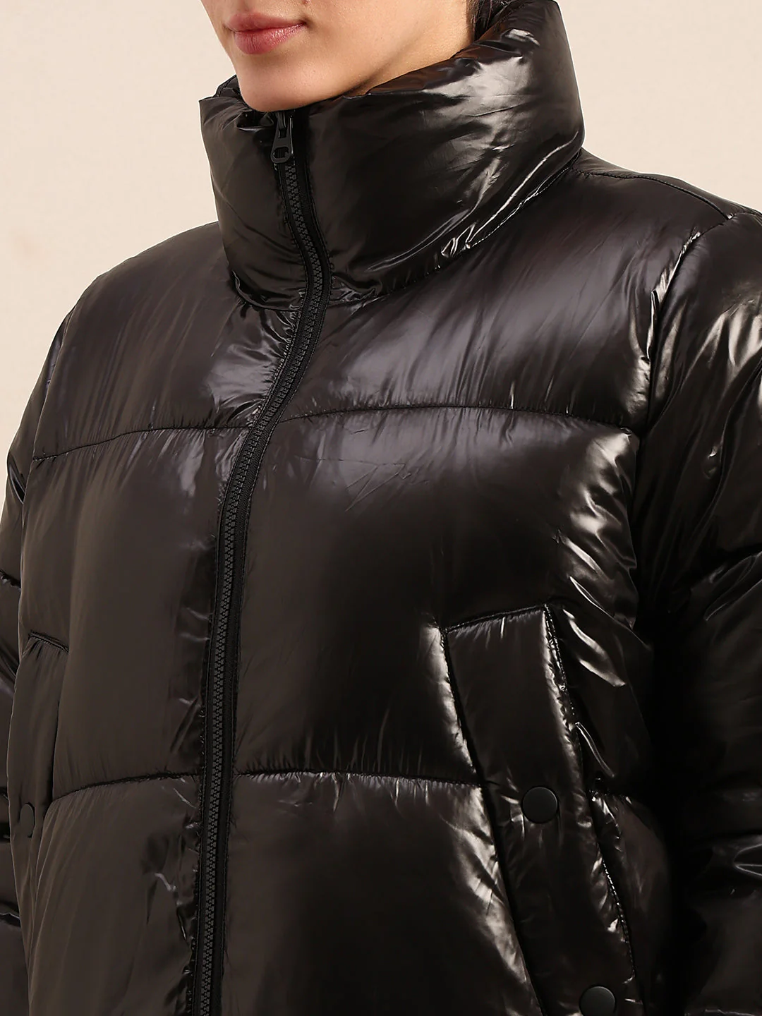 Black Short Puffer Jacket - Image 8