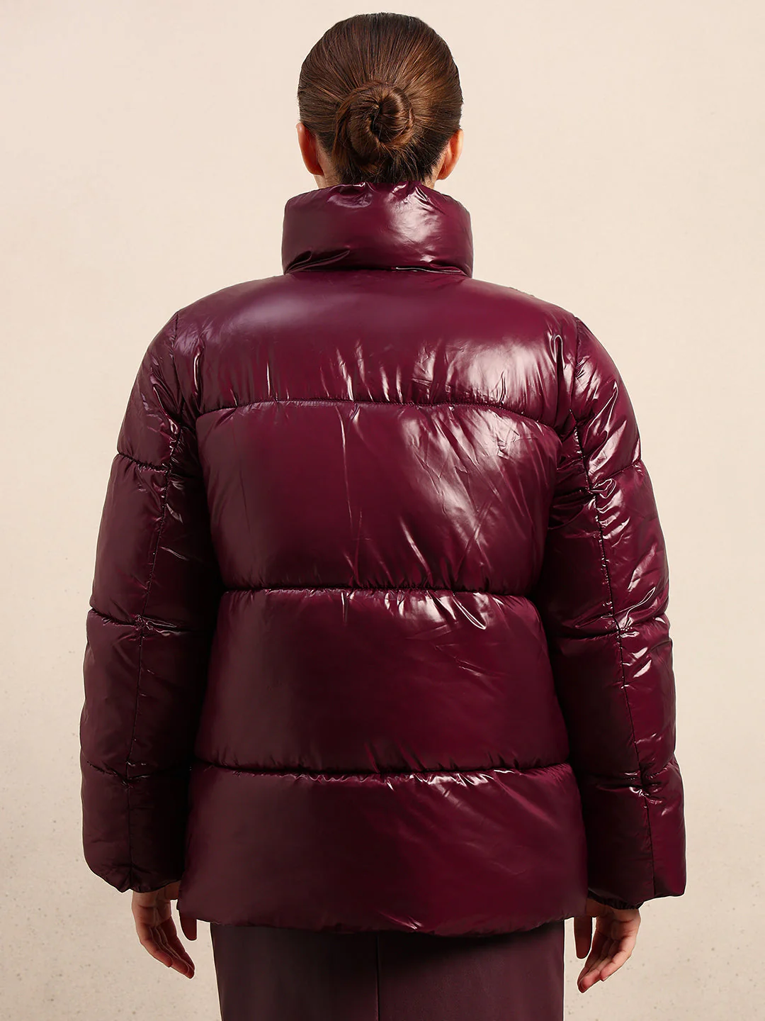 Maroon Short Puffer Jacket - Image 4