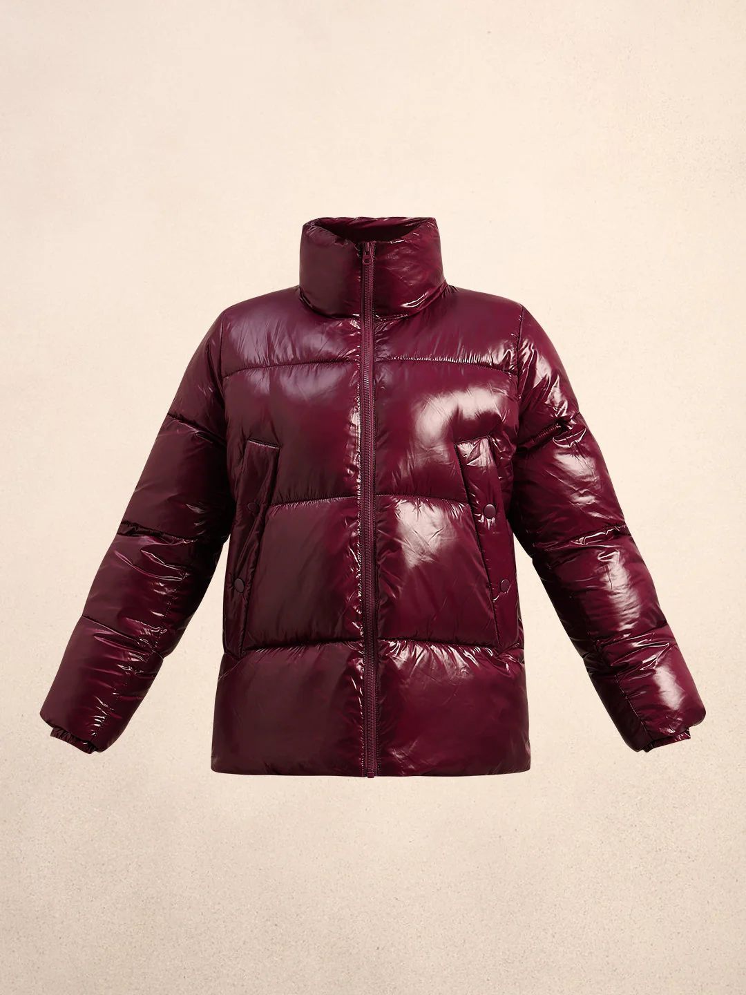 Maroon Short Puffer Jacket - Image 7