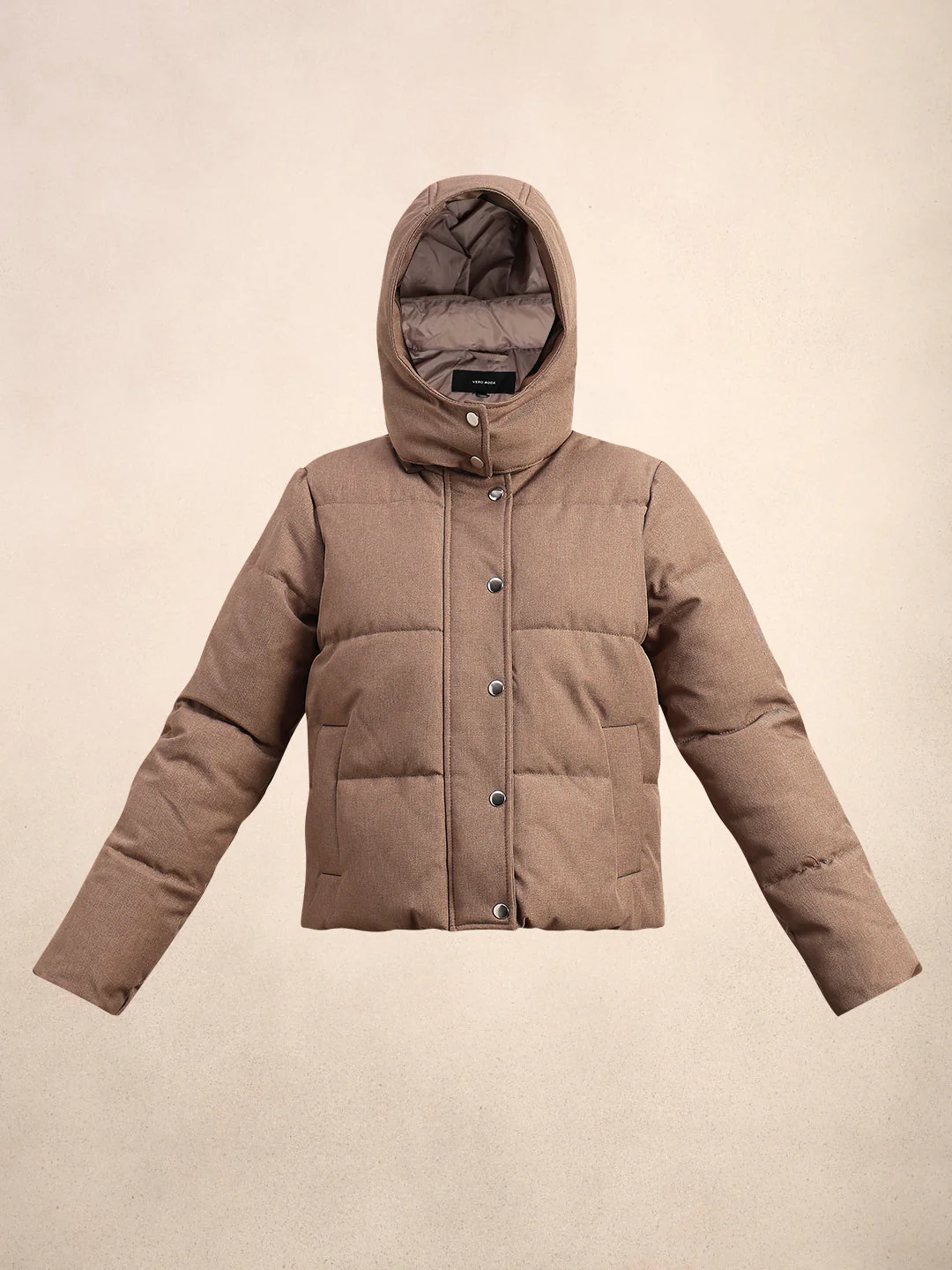 Taupe Hooded Puffer Jacket - Image 7