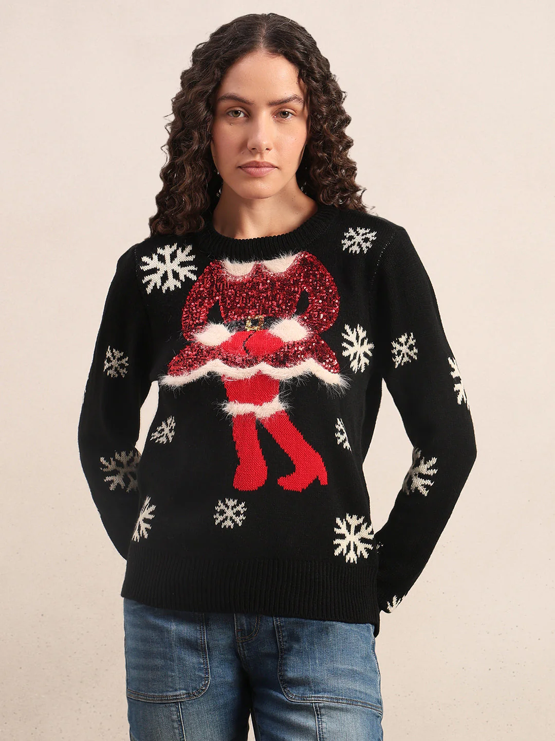 Embellished Print Christmas Pullover - Image 2
