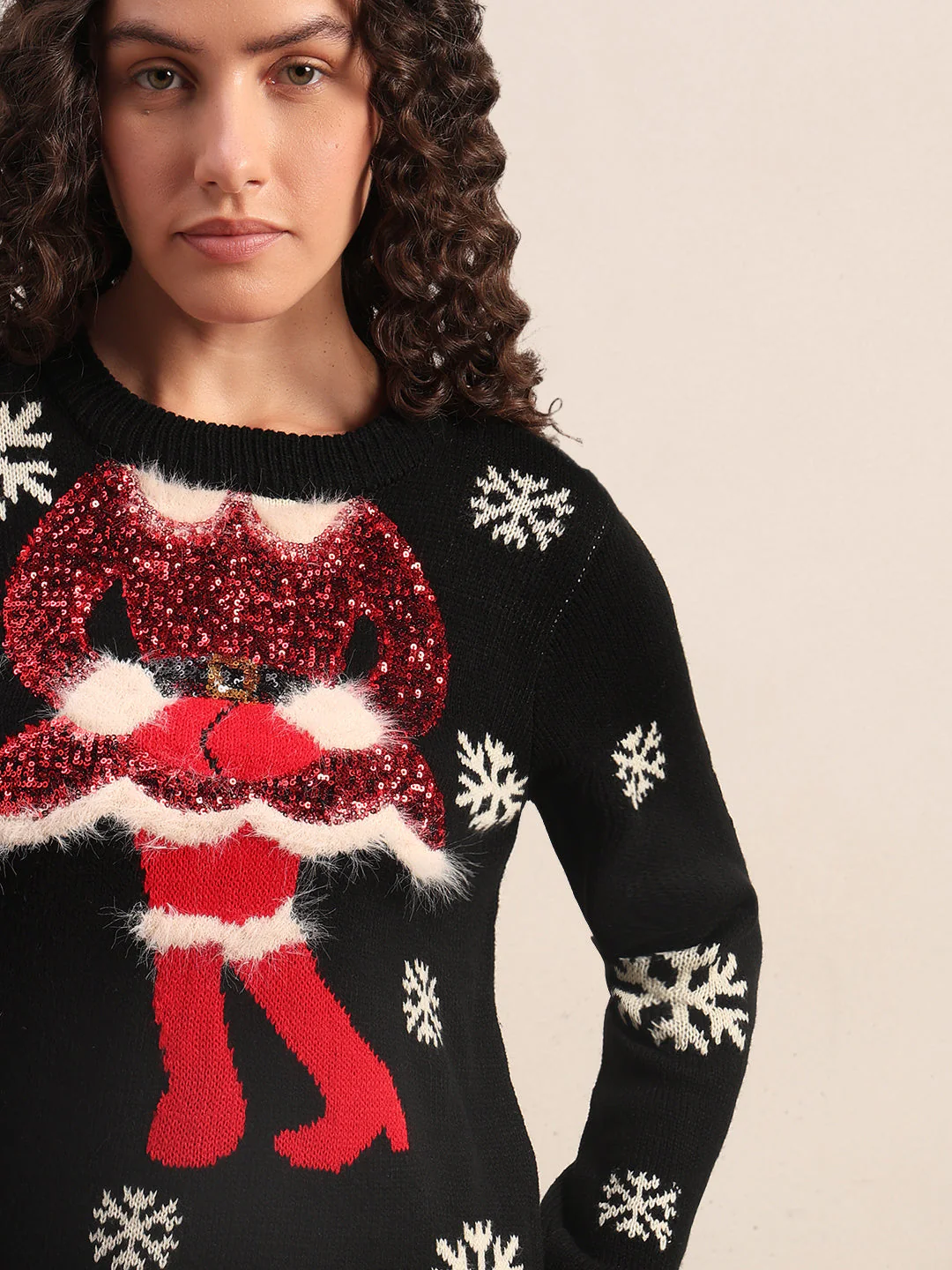 Embellished Print Christmas Pullover - Image 6