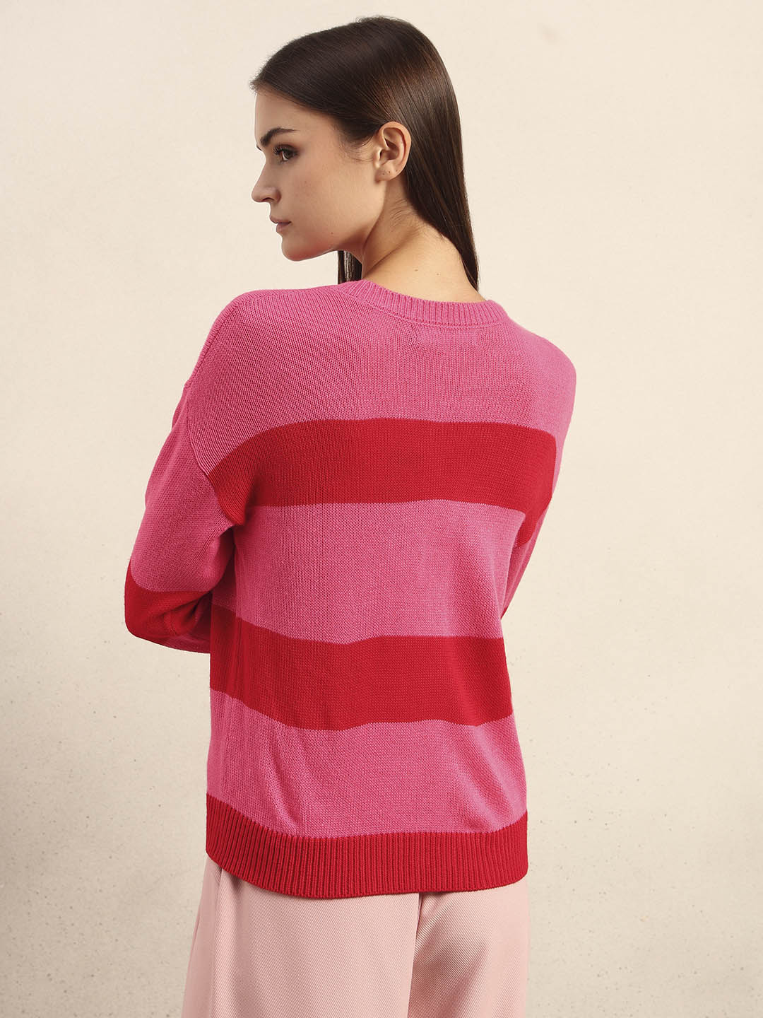 Pink Colourblocked X-Mas Pullover - Image 4