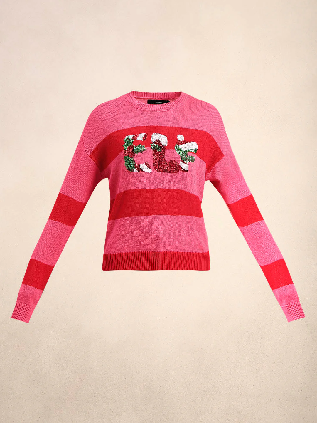 Pink Colourblocked X-Mas Pullover - Image 7