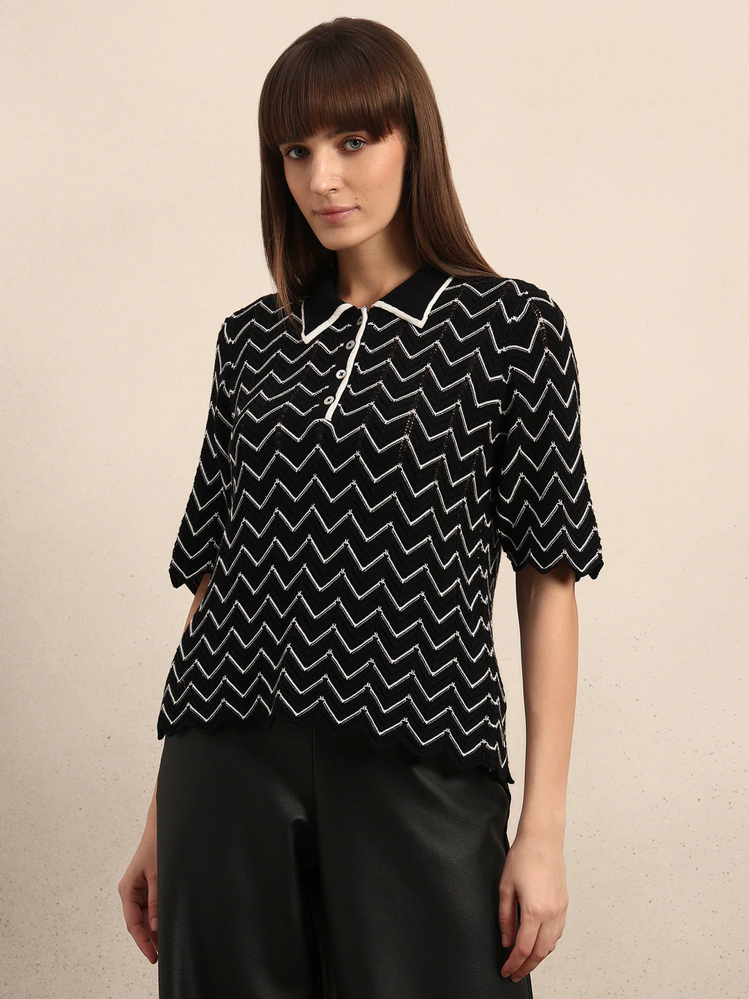 Chevron Printed Knitted Polo - Image 2
