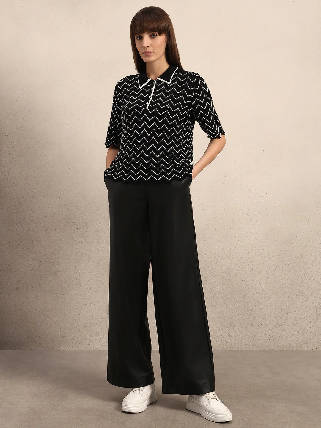 Chevron Printed Knitted Polo - Image 5