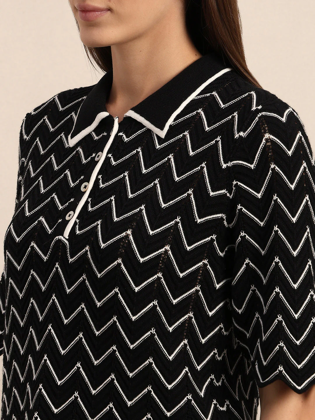 Chevron Printed Knitted Polo - Image 8