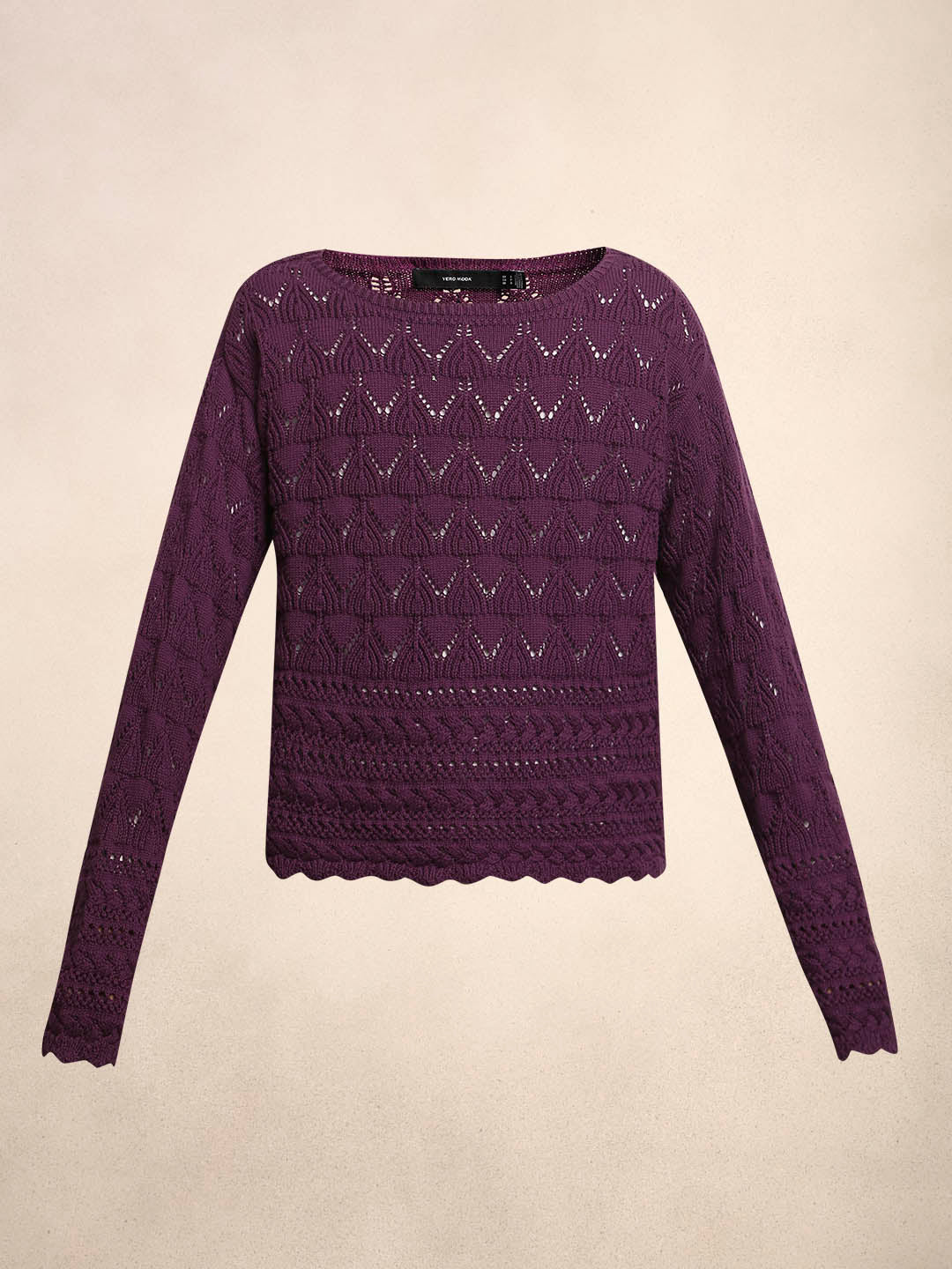 Dark Purple Open-Knit Pullover - Image 7