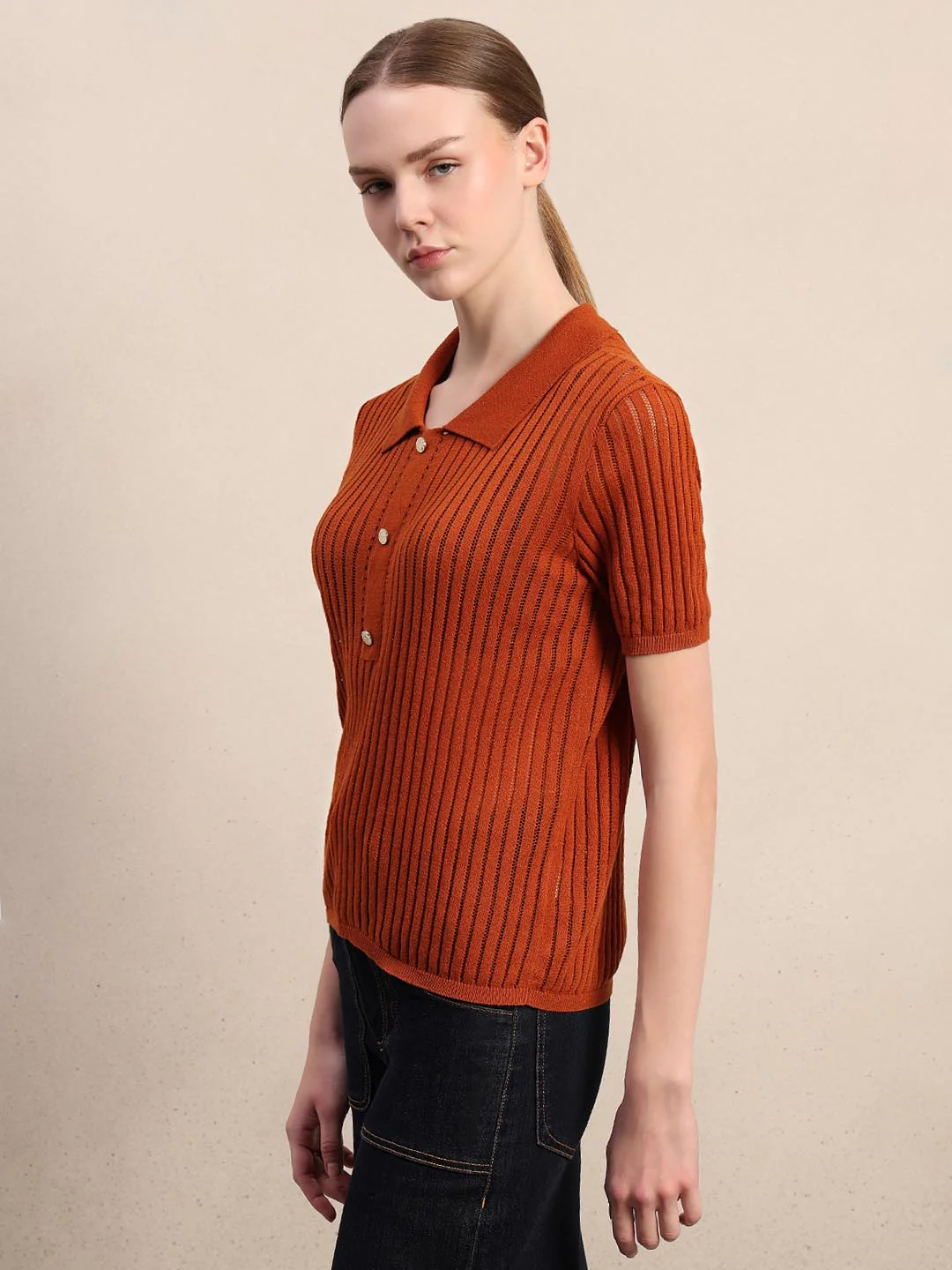 Brown Knitted Polo - Image 3