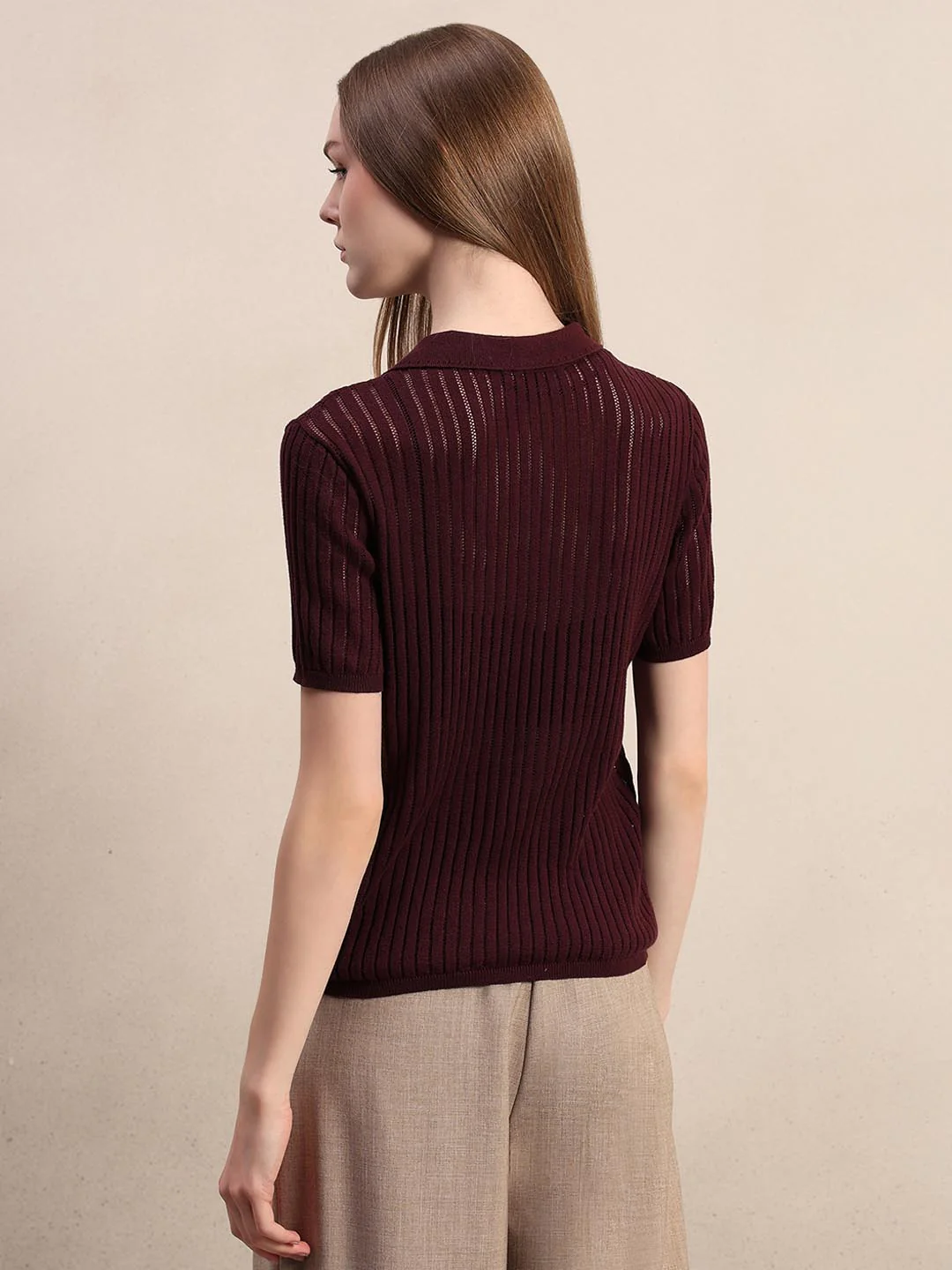 Burgundy Knitted Polo - Image 4