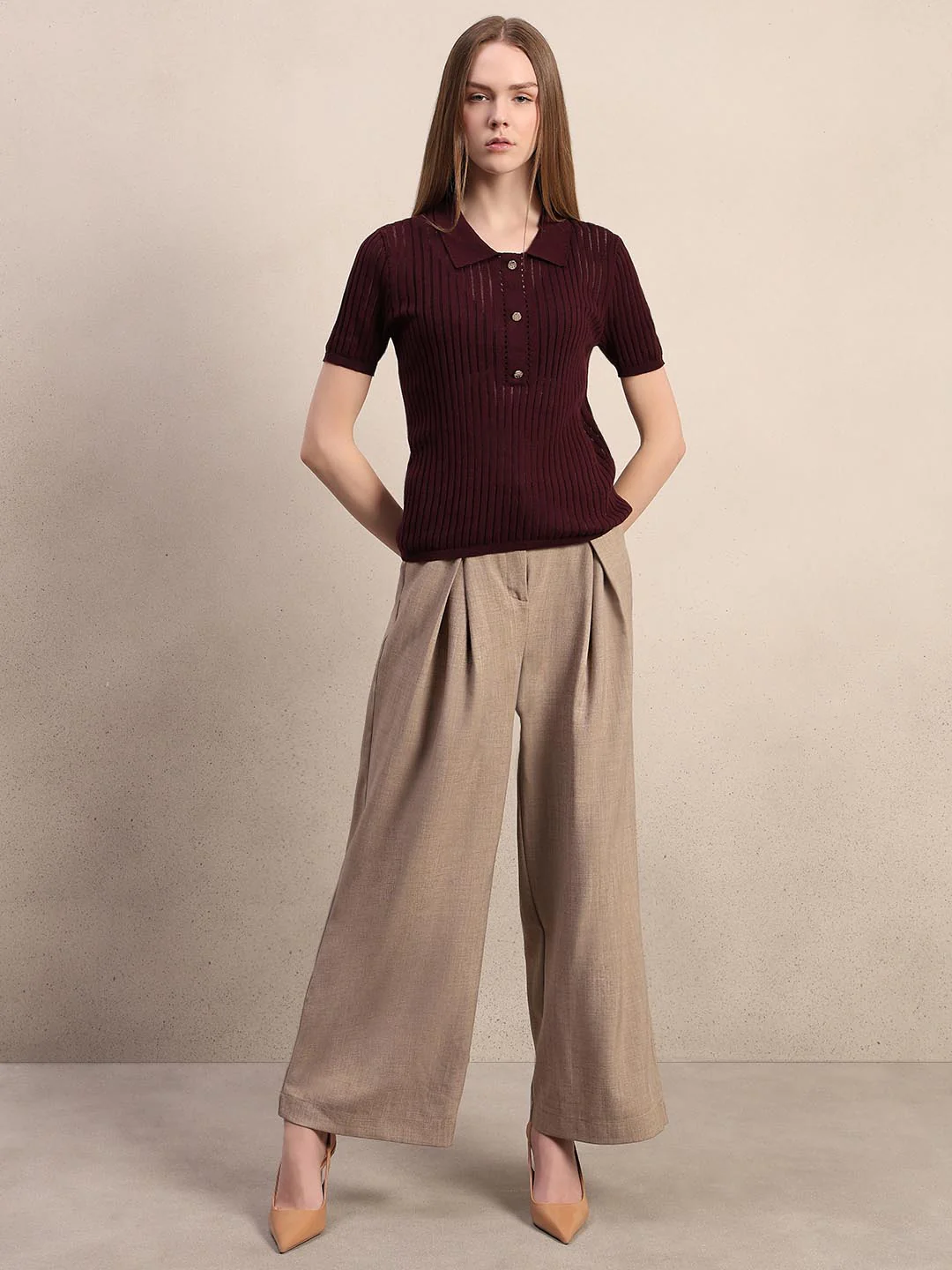 Burgundy Knitted Polo - Image 5