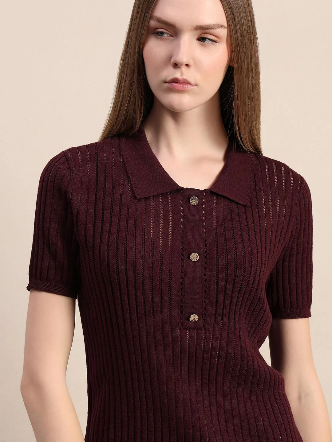 Burgundy Knitted Polo - Image 6