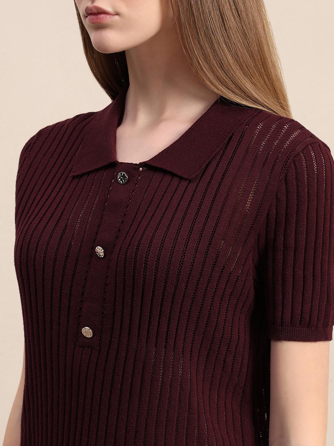 Burgundy Knitted Polo - Image 8