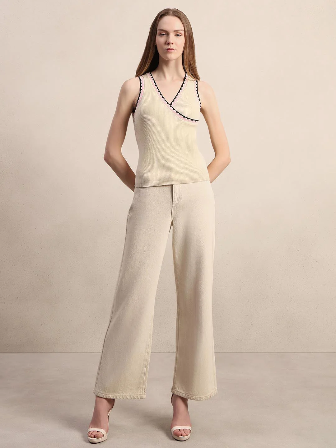 Ecru Sleeveless Knit Top - Image 5
