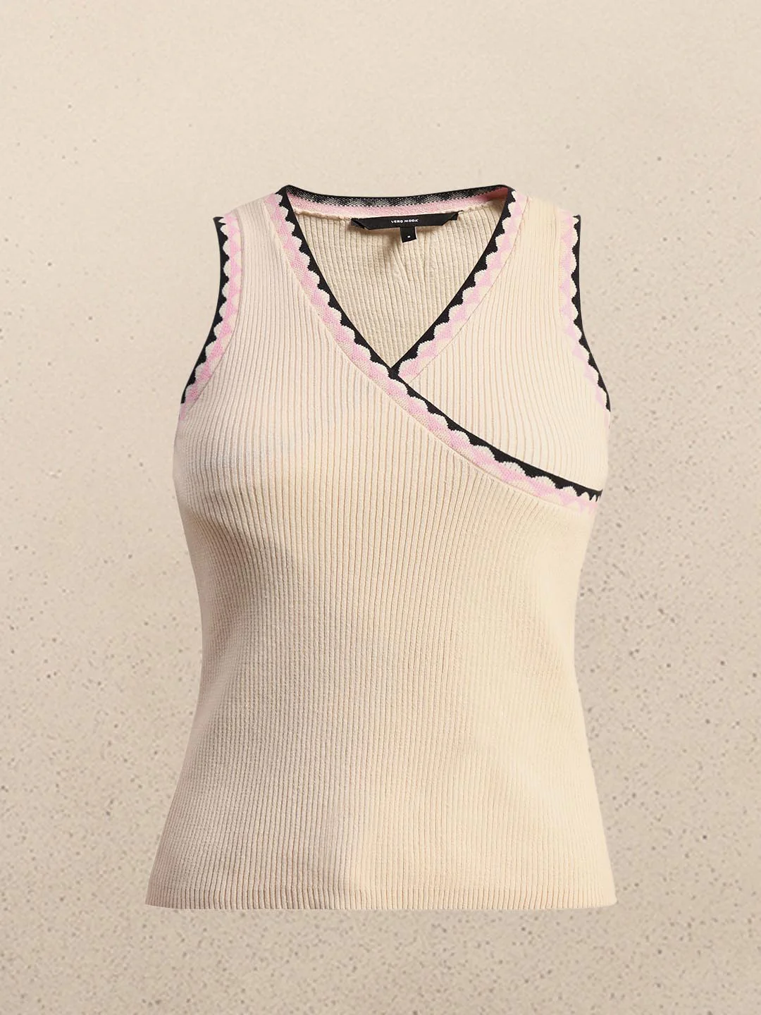 Ecru Sleeveless Knit Top - Image 7