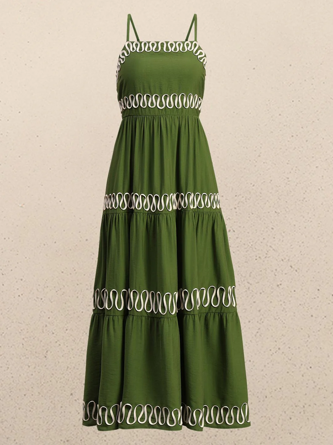 Green Contrast Ribbon Detail Dress - Image 7
