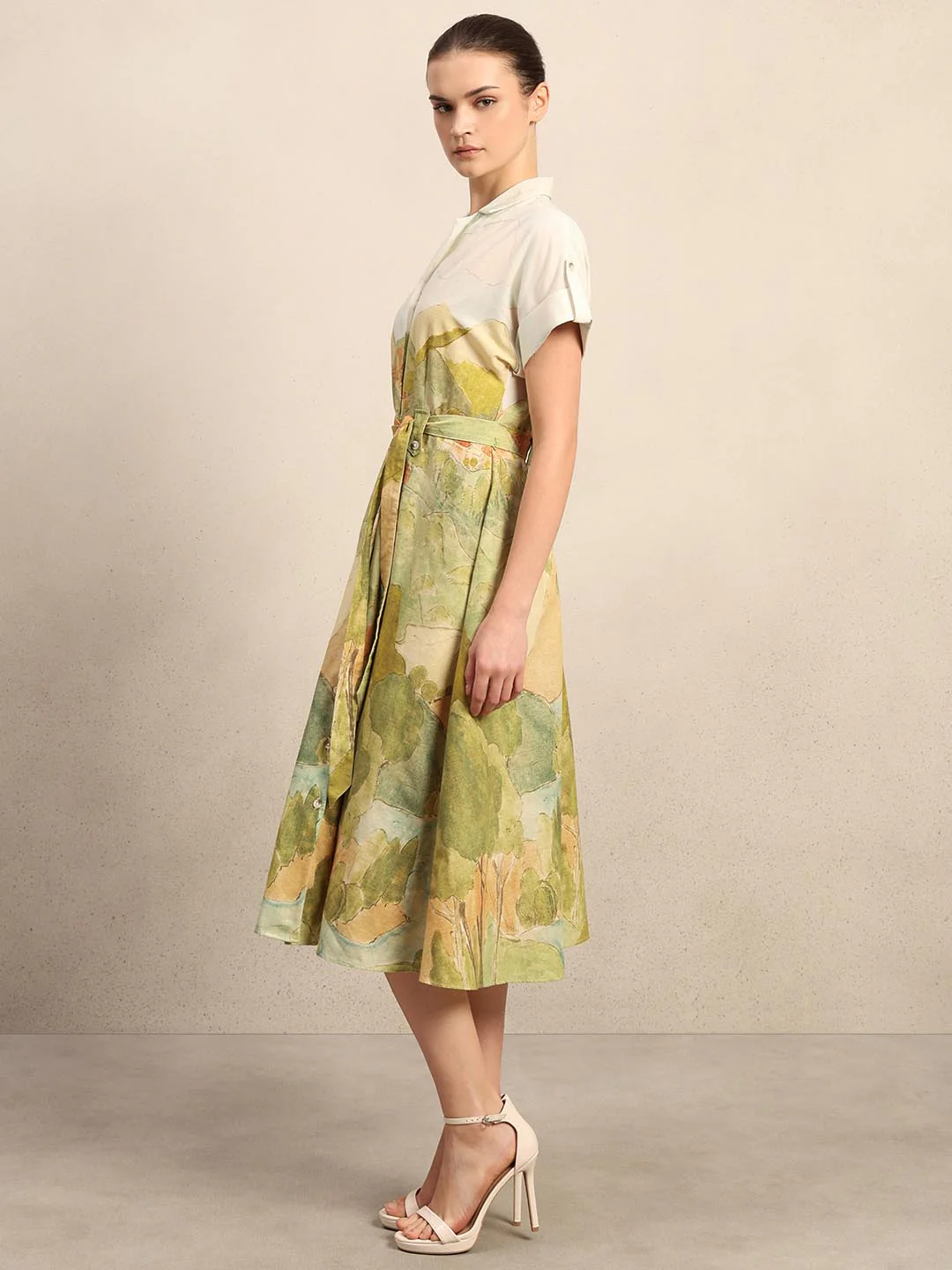 Off-White Landscape Printed Dress - Image 3