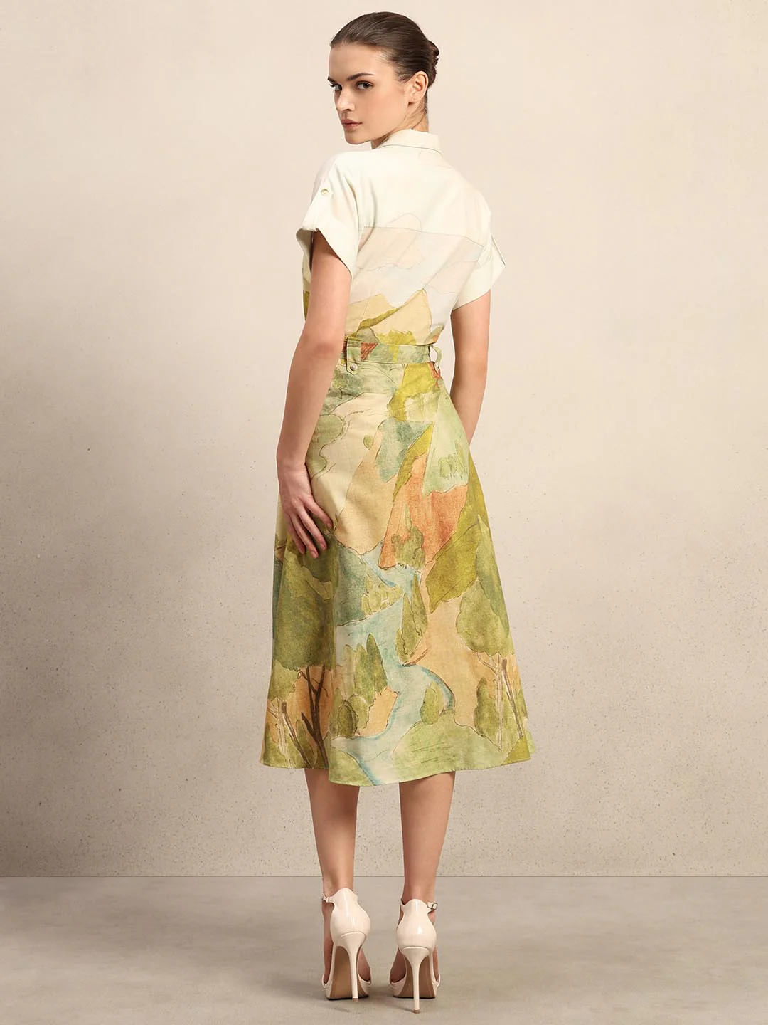 Off-White Landscape Printed Dress - Image 4
