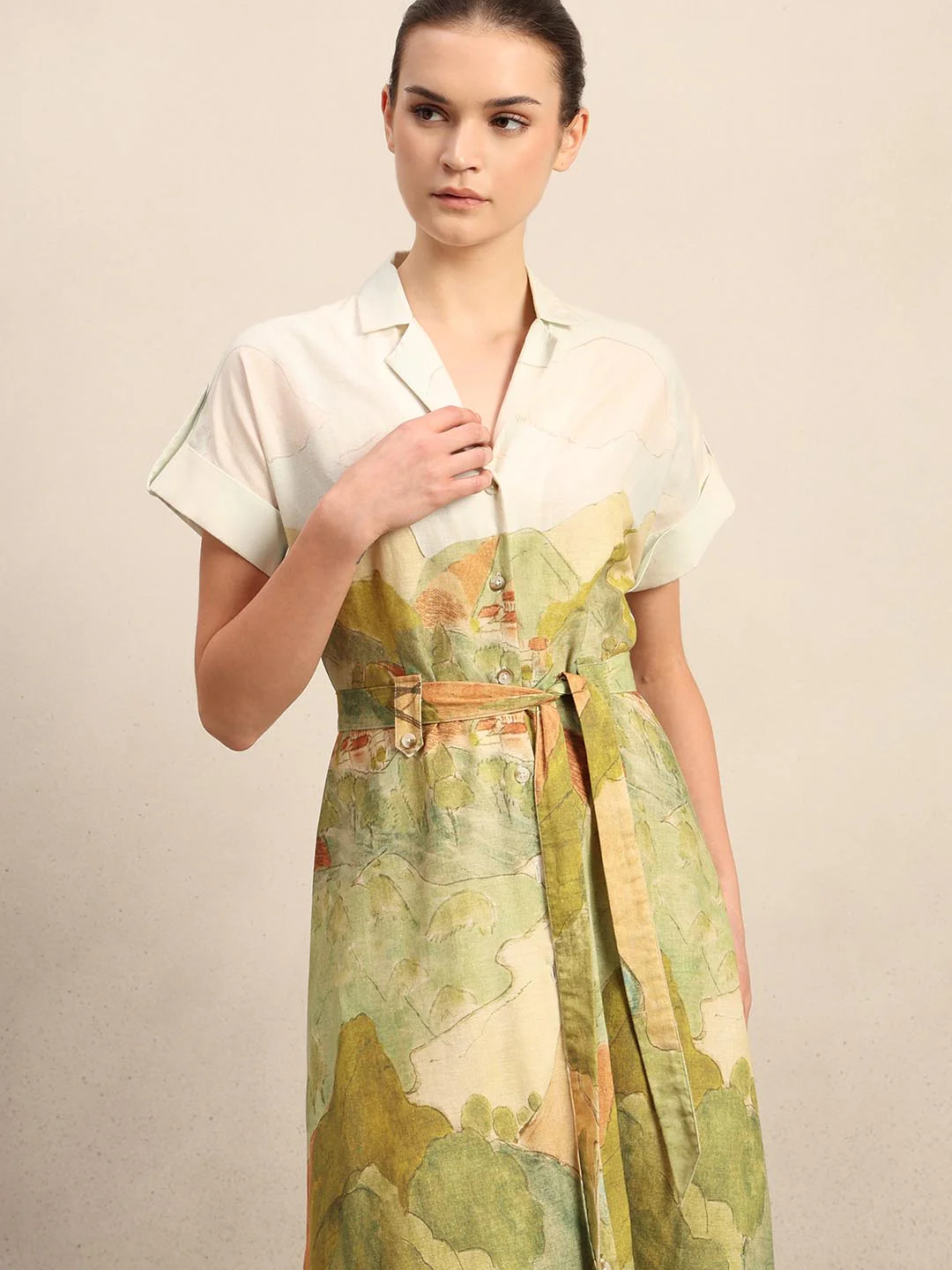 Off-White Landscape Printed Dress - Image 5
