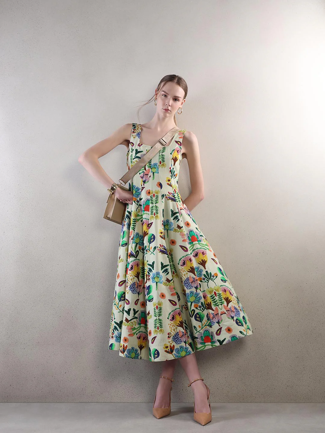 White Printed Midaxi Dress