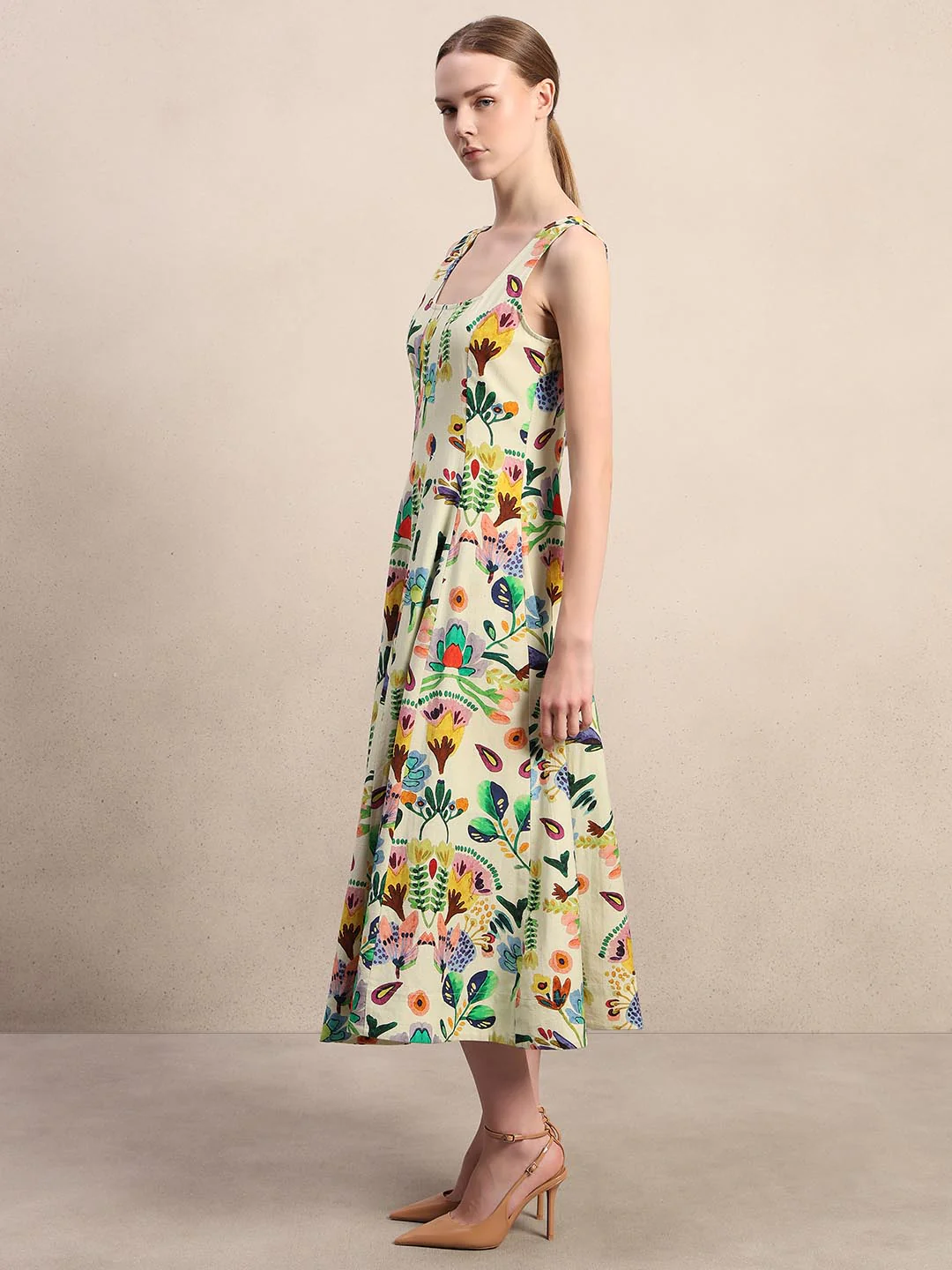 White Printed Midaxi Dress - Image 3