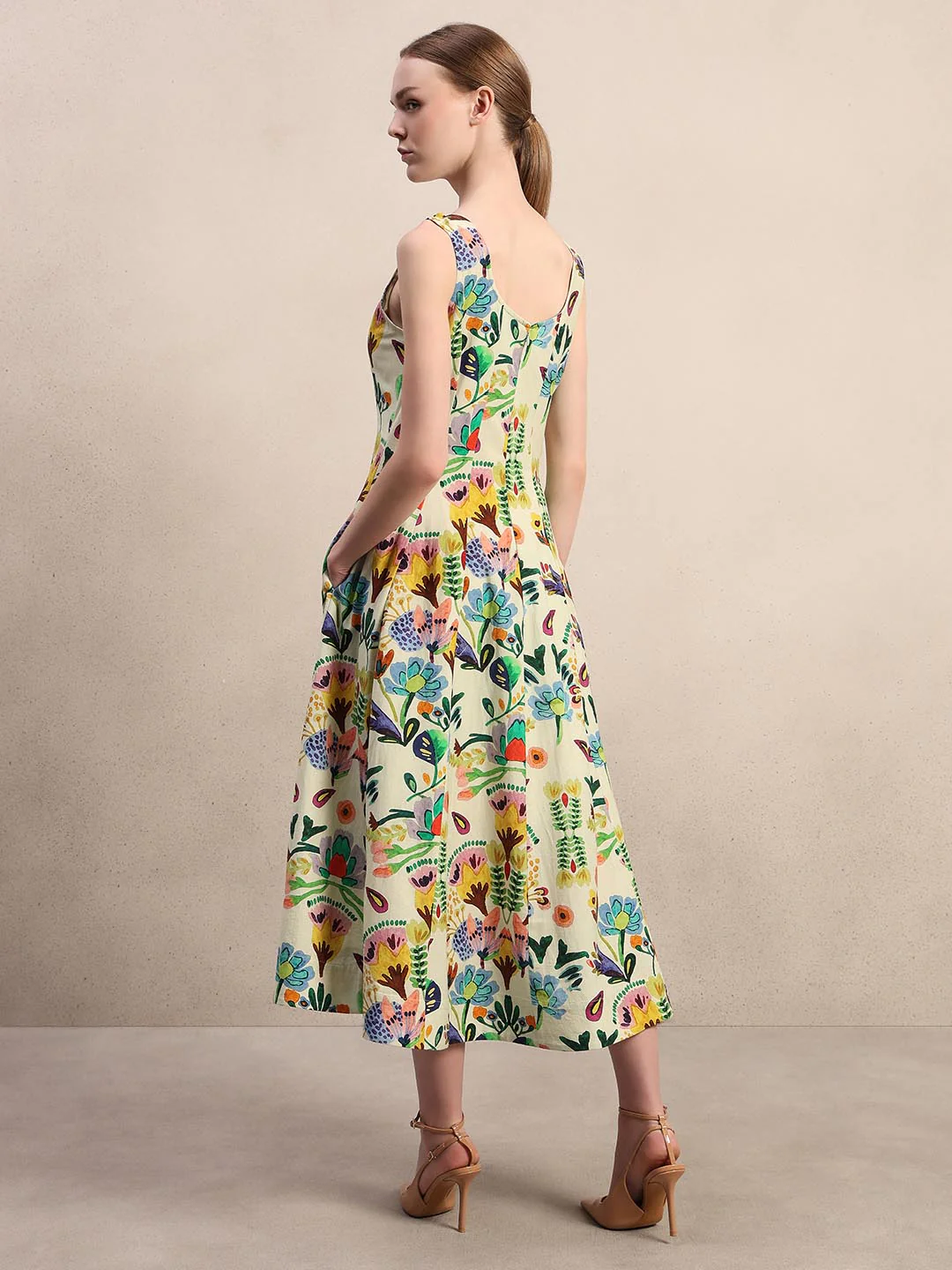 White Printed Midaxi Dress - Image 4