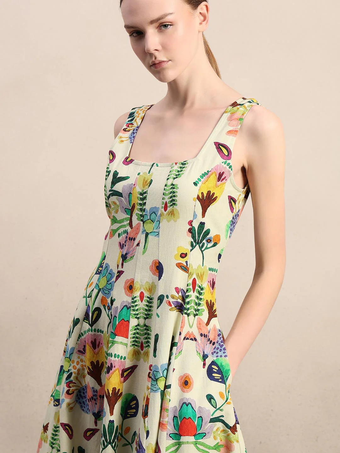 White Printed Midaxi Dress - Image 5
