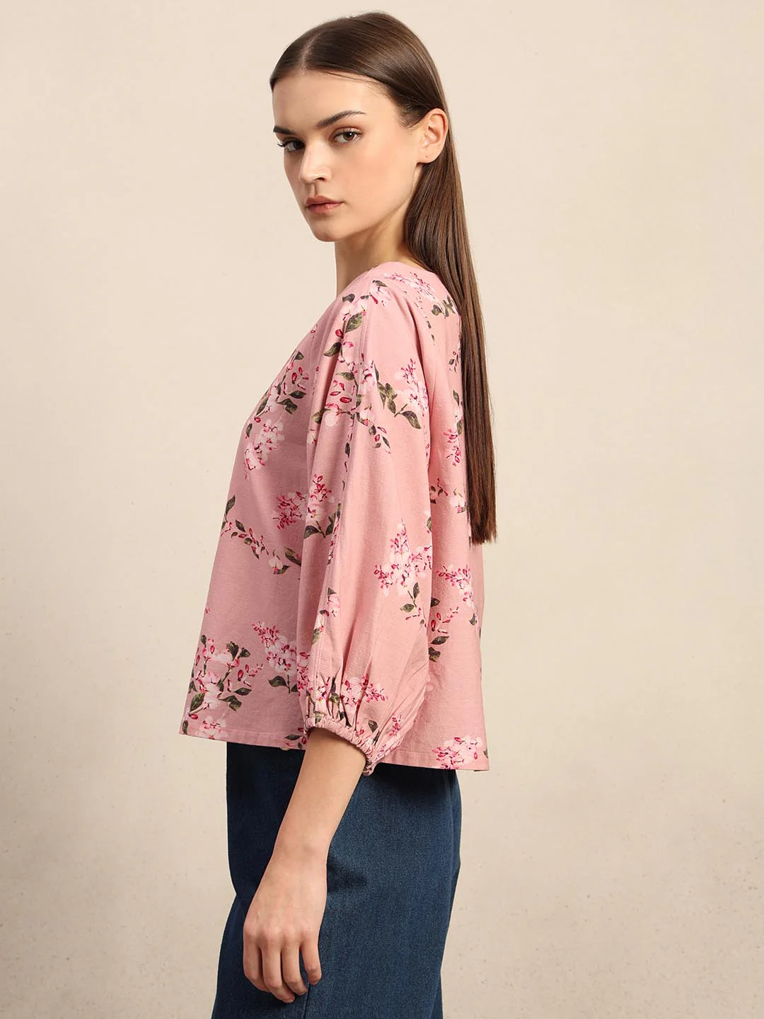 Pink Floral Print Top - Image 3