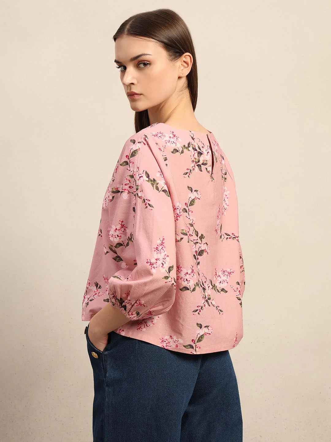 Pink Floral Print Top - Image 4