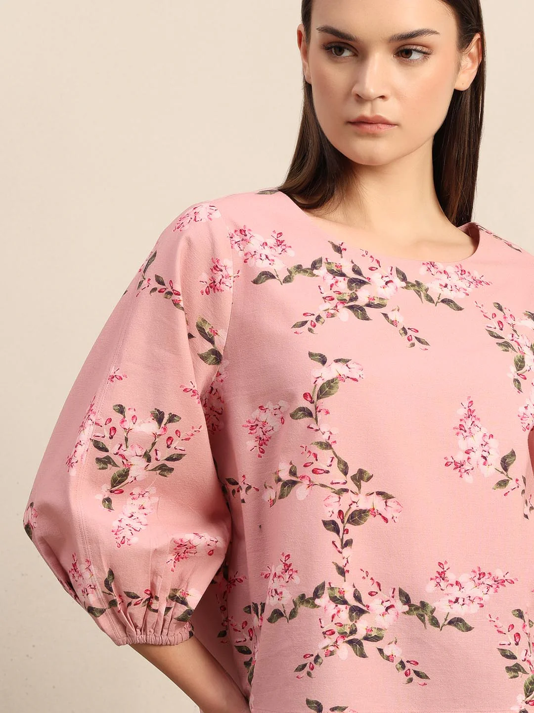 Pink Floral Print Top - Image 6