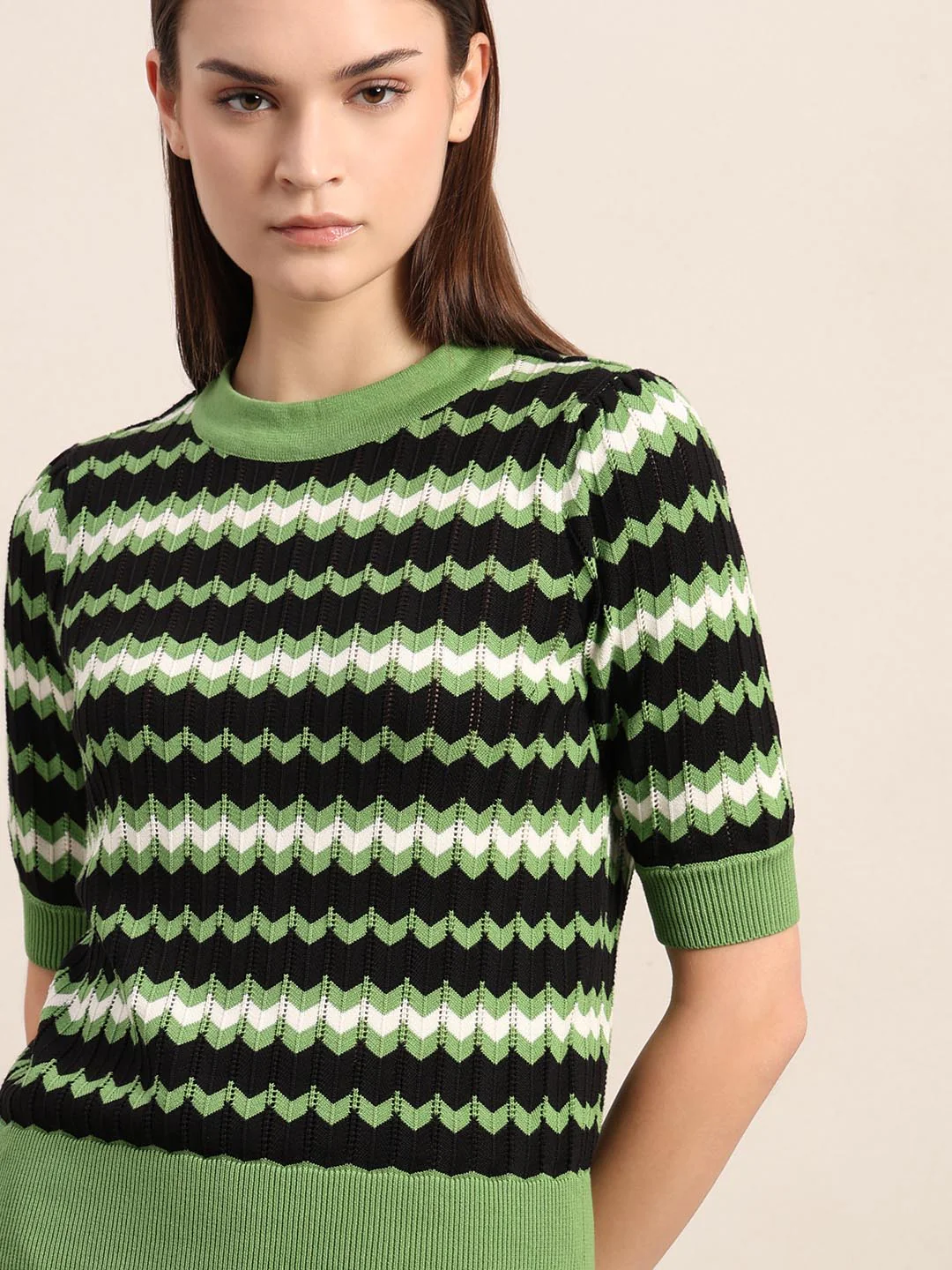 Green & Black Knitted Top - Image 6