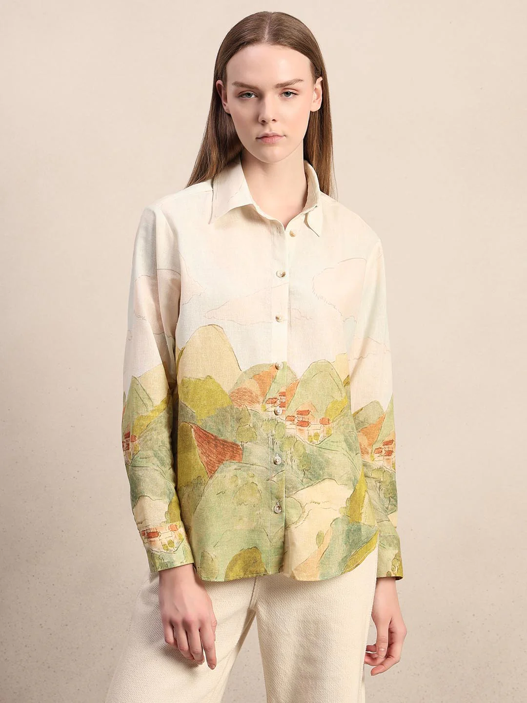 Off-White Landscape Print Shirt - Image 2
