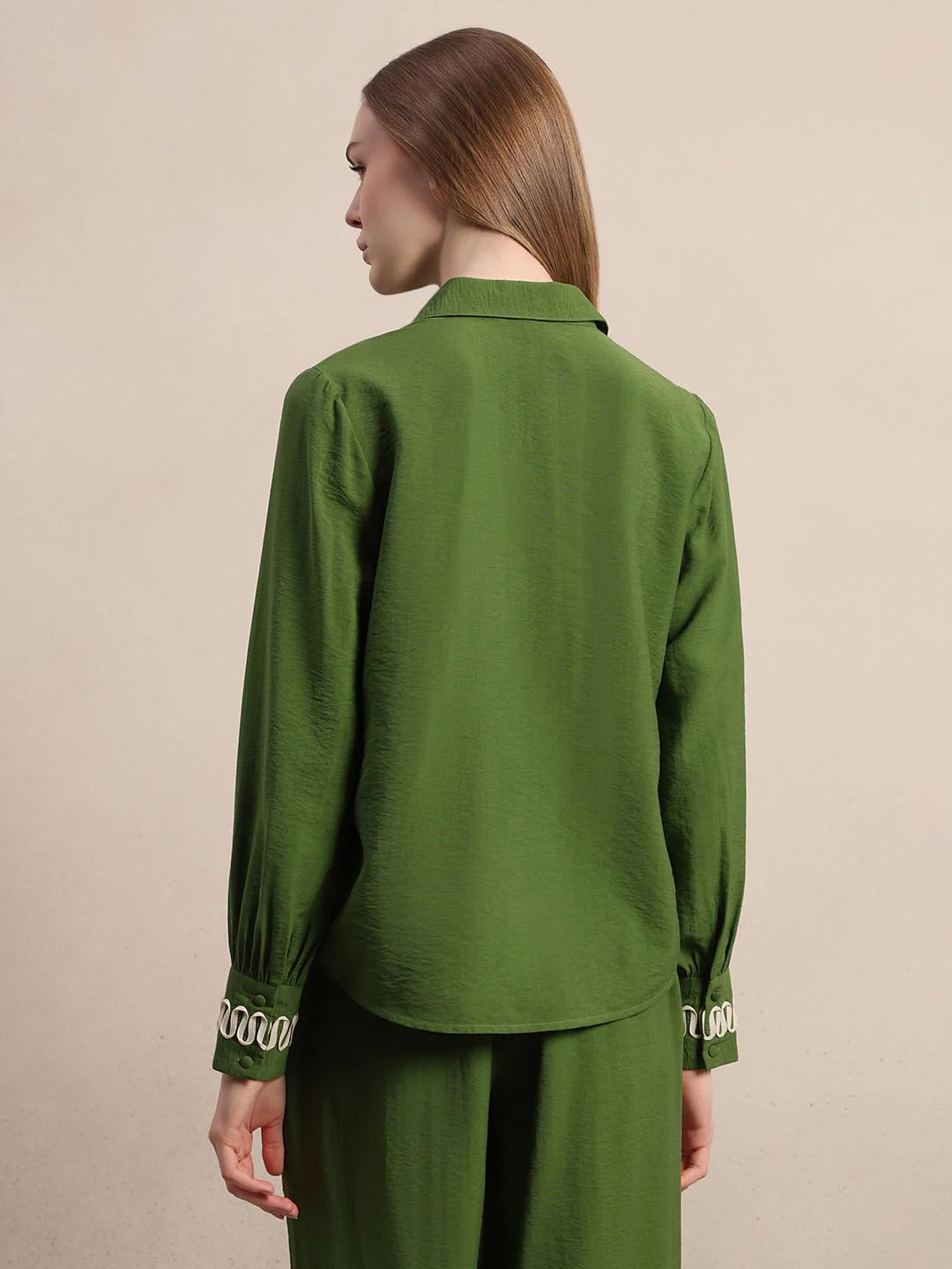 Green Ribbon Detailed Shirt - Image 4
