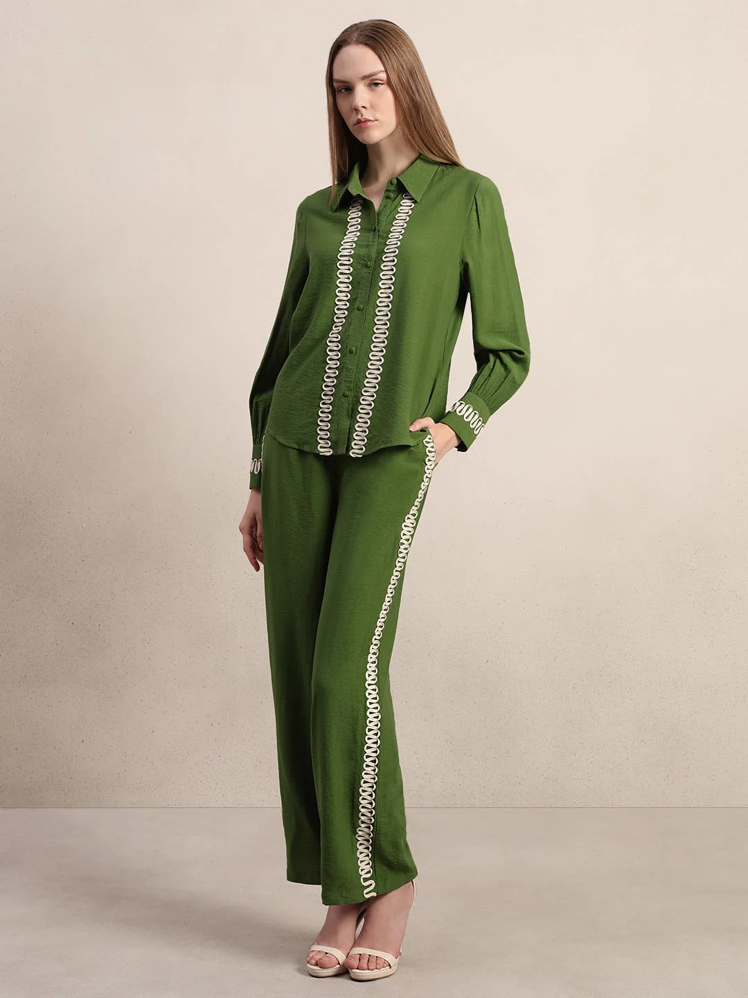 Green Ribbon Detailed Shirt - Image 5