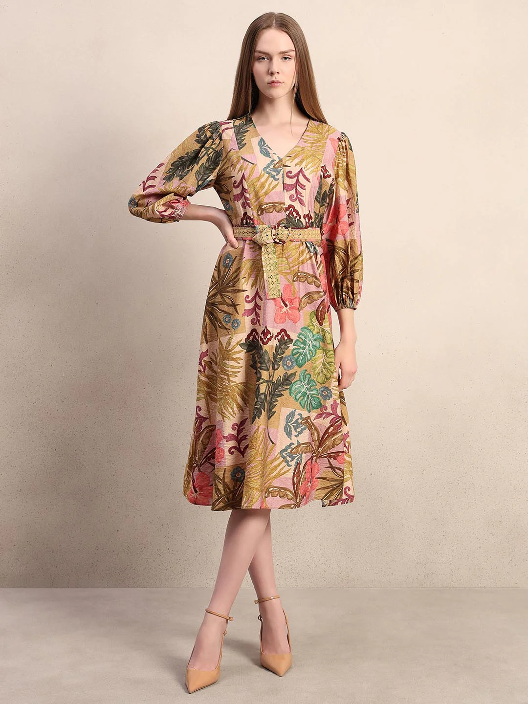 Multi-Colour Printed Midi Dress - Image 2