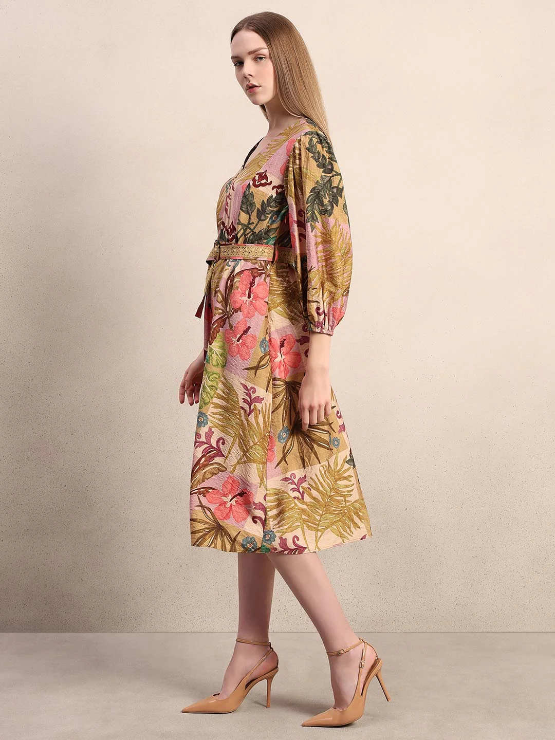 Multi-Colour Printed Midi Dress - Image 3